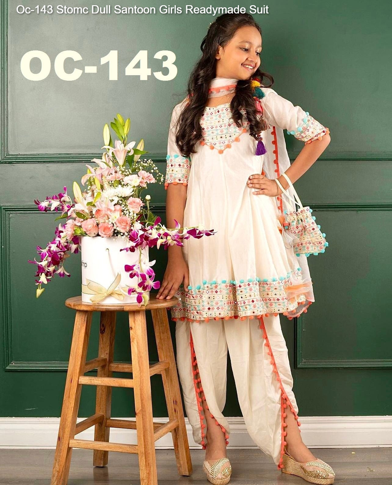 Oc-143 Stomc Dull Santoon Girls Readymade Suit