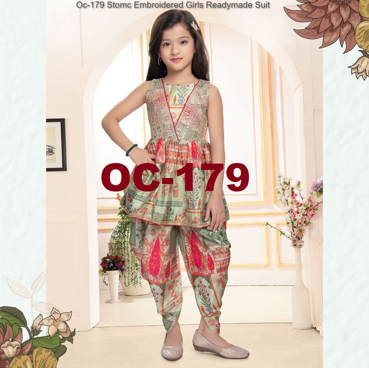 Oc-179 Stomc Embroidered Girls Readymade Suit