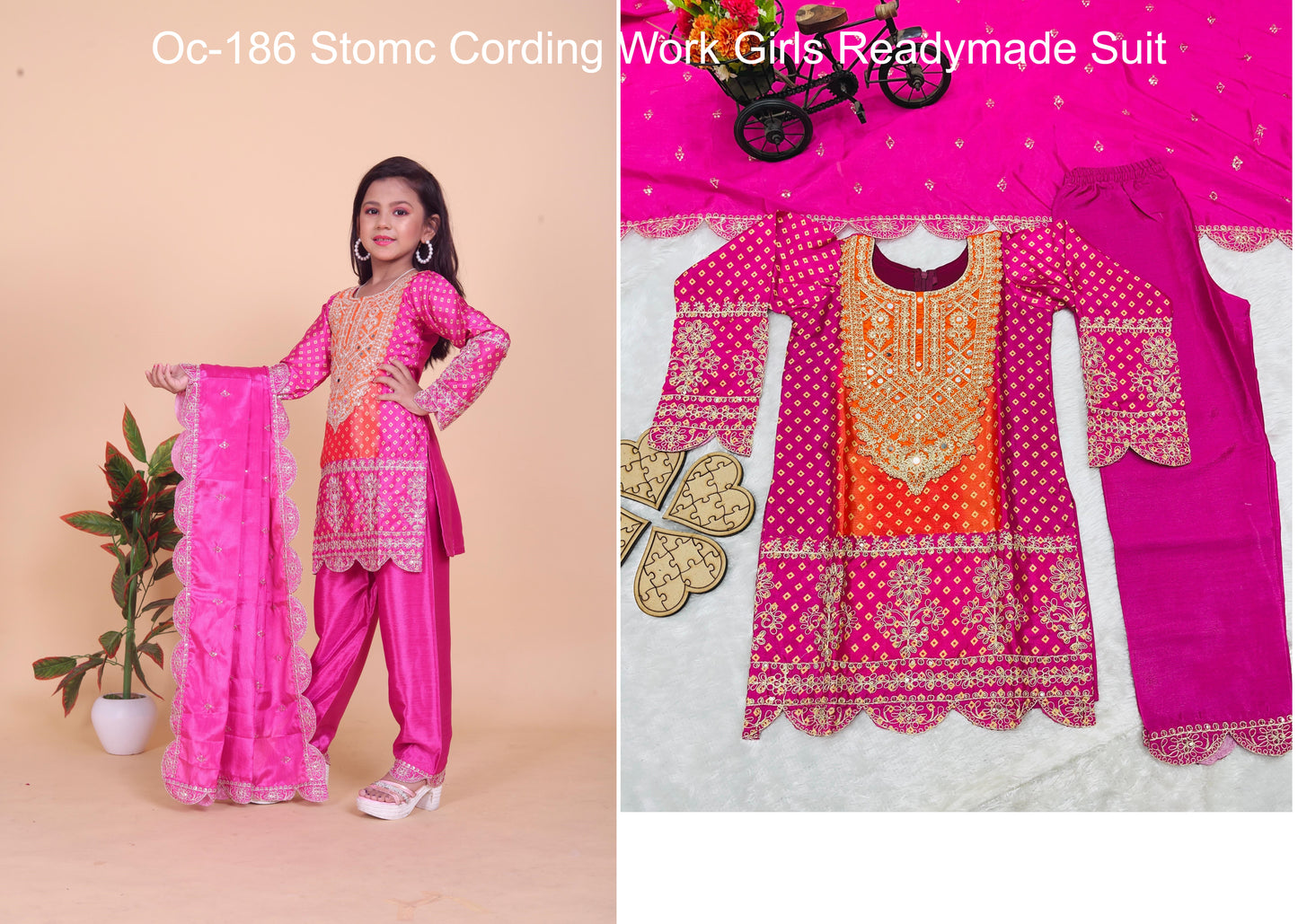Oc-186 Stomc Cording Work Girls Readymade Suit