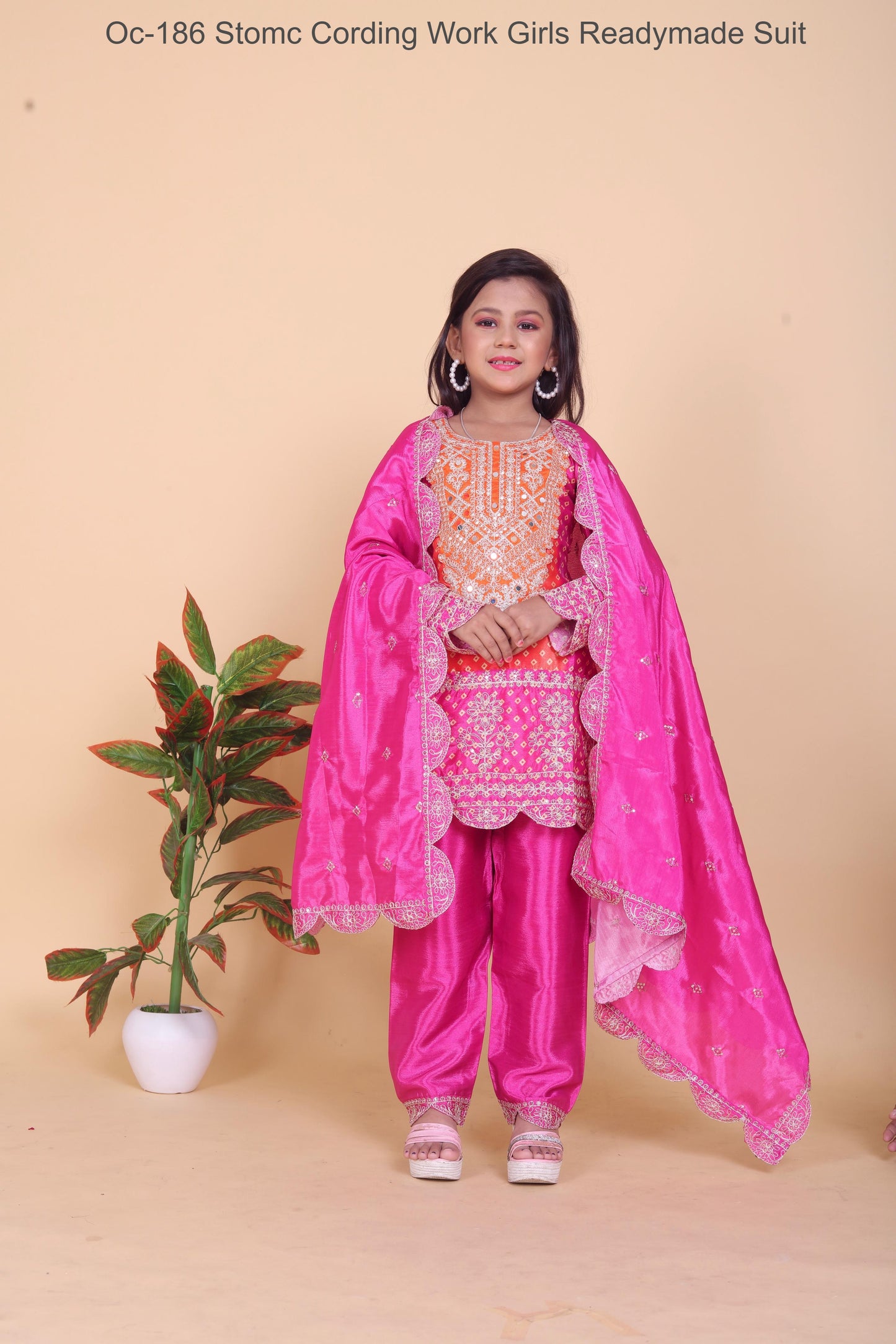 Oc-186 Stomc Cording Work Girls Readymade Suit