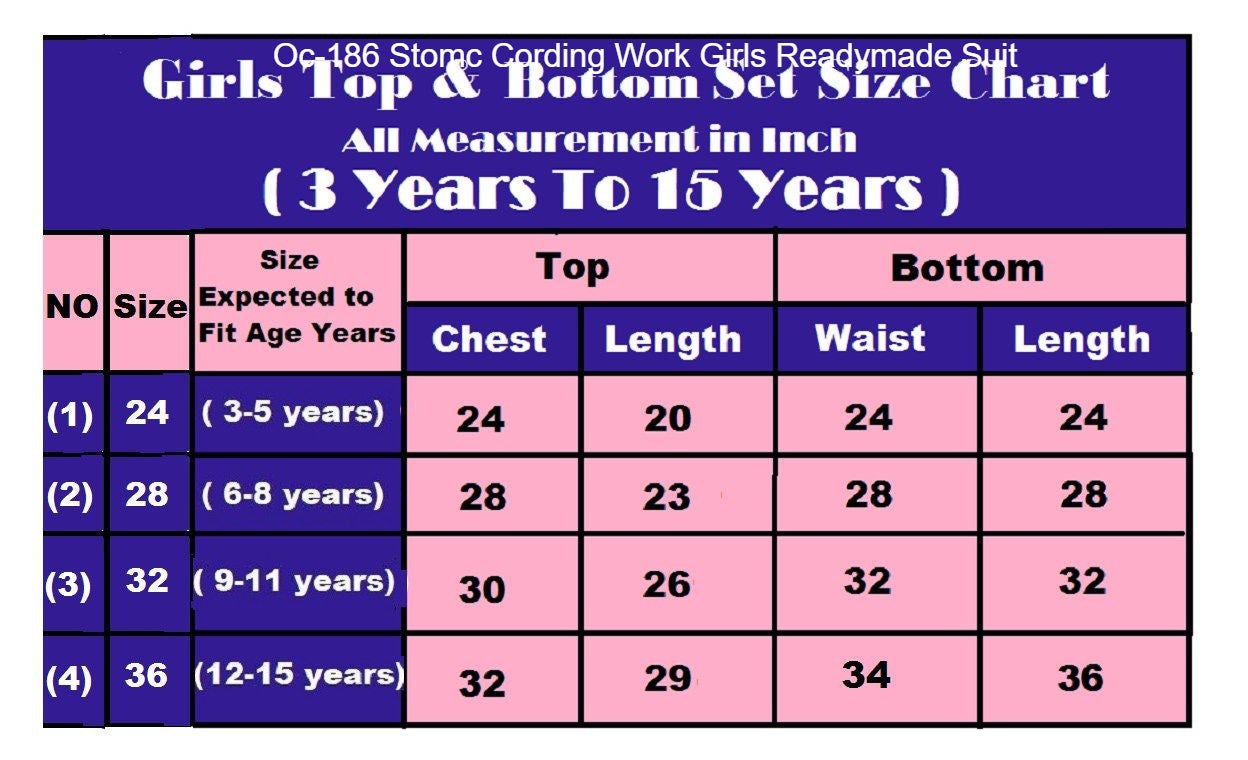 Oc-186 Stomc Cording Work Girls Readymade Suit