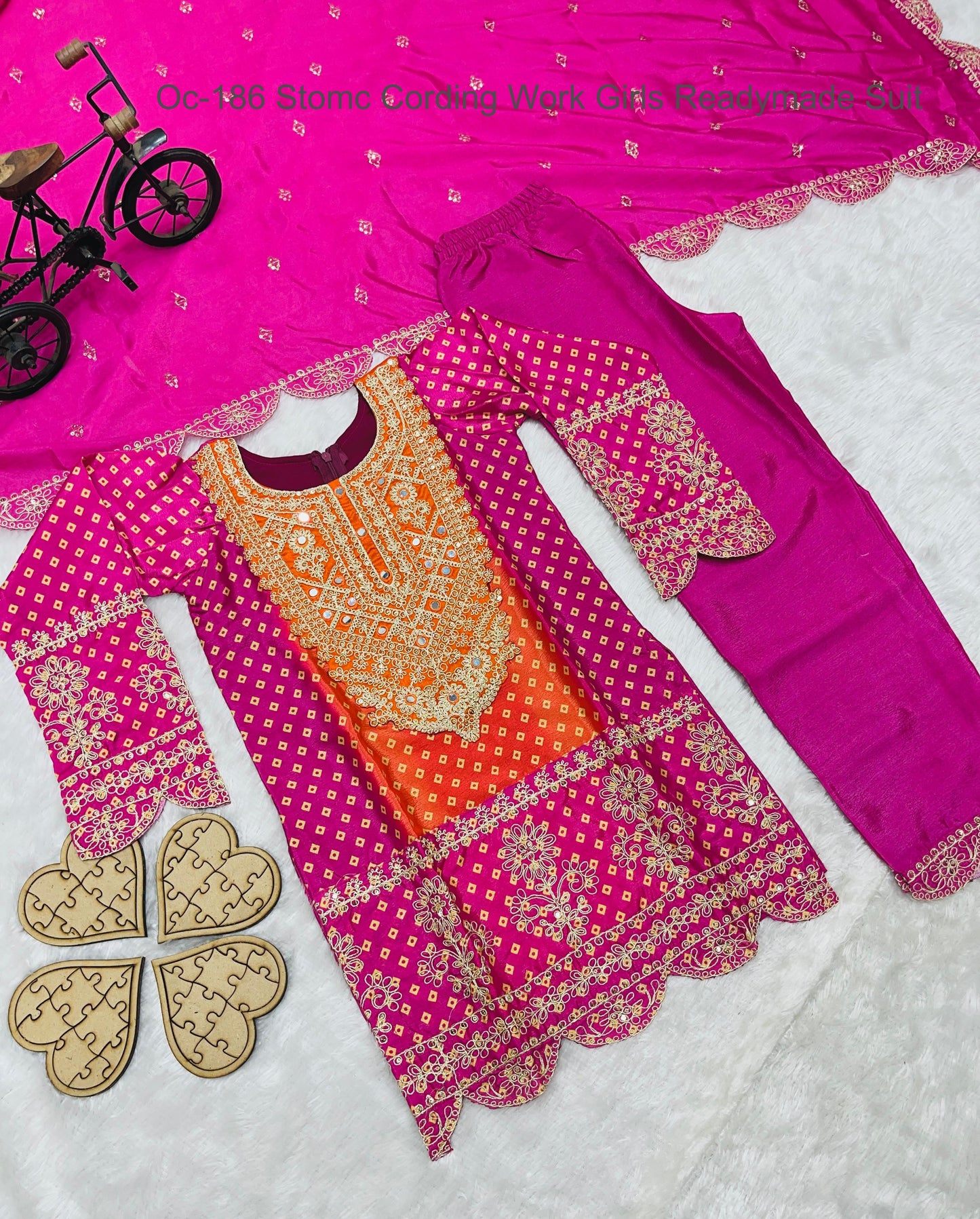 Oc-186 Stomc Cording Work Girls Readymade Suit