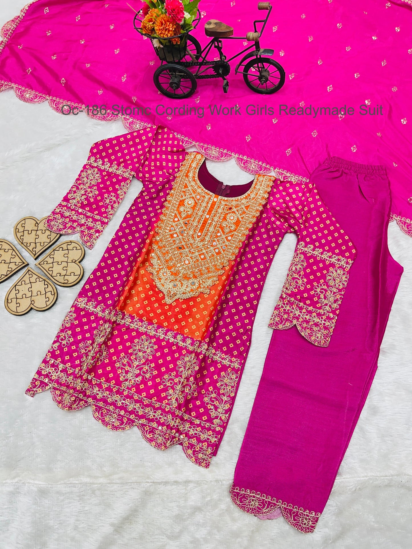 Oc-186 Stomc Cording Work Girls Readymade Suit