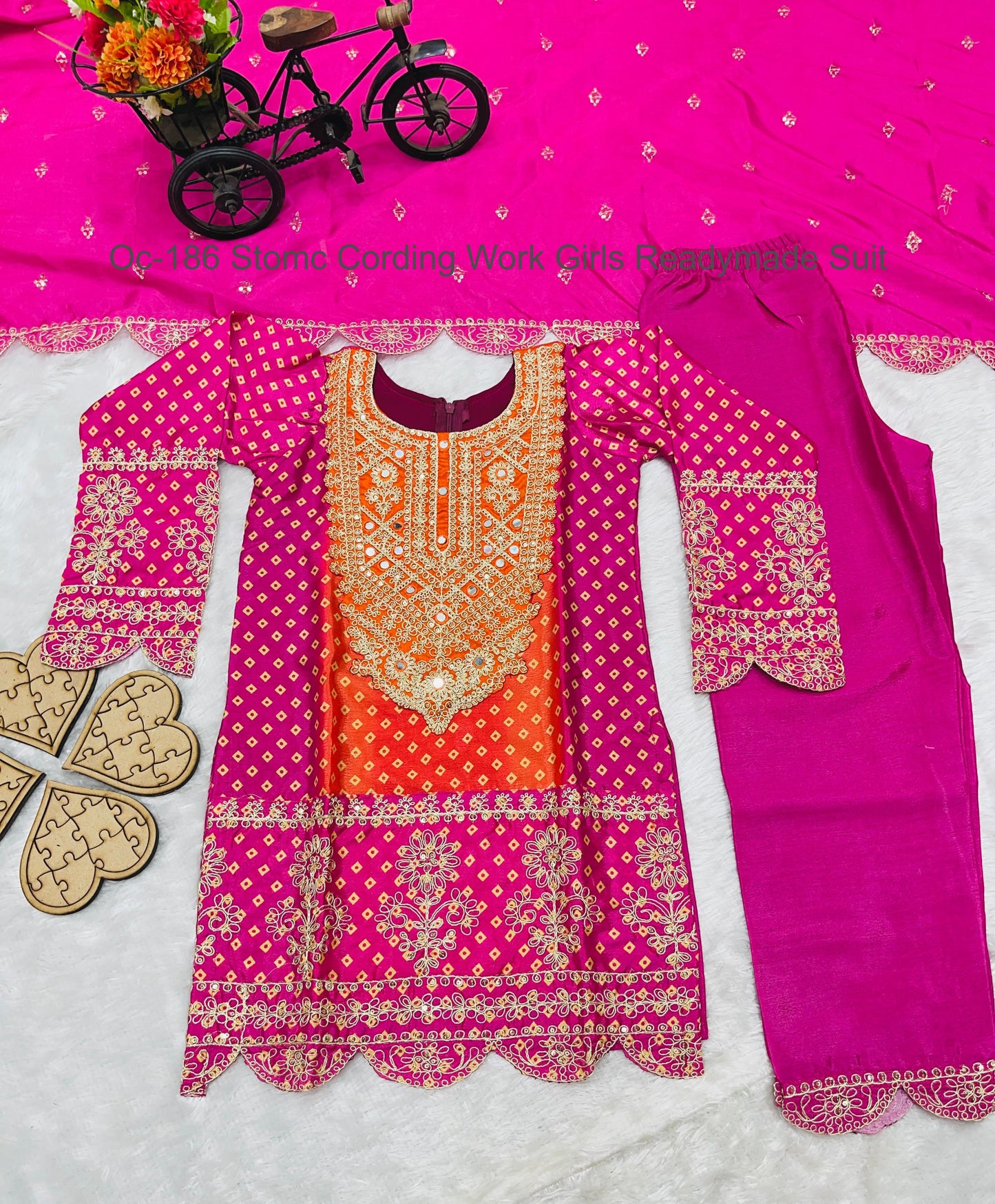 Oc-186 Stomc Cording Work Girls Readymade Suit