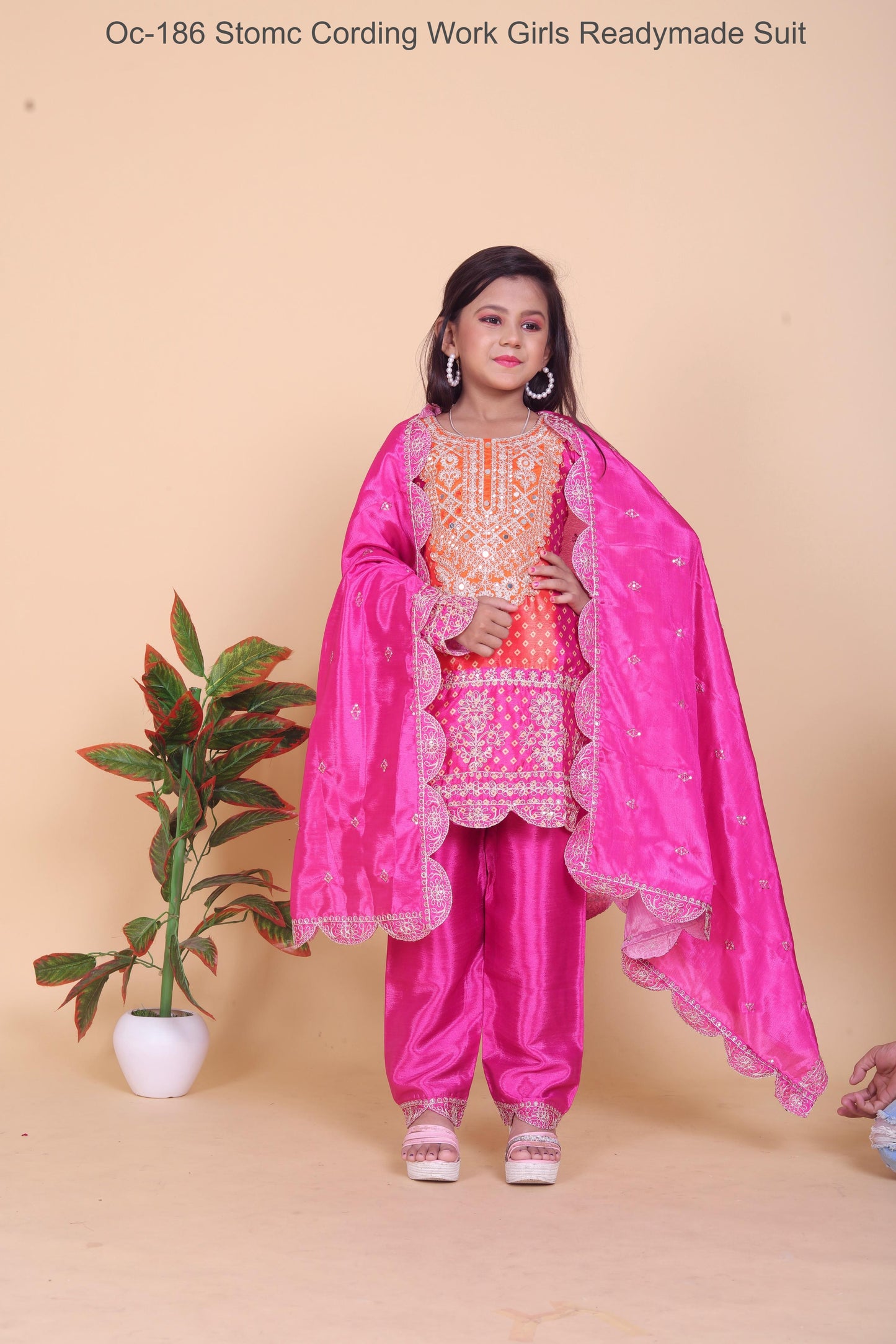 Oc-186 Stomc Cording Work Girls Readymade Suit