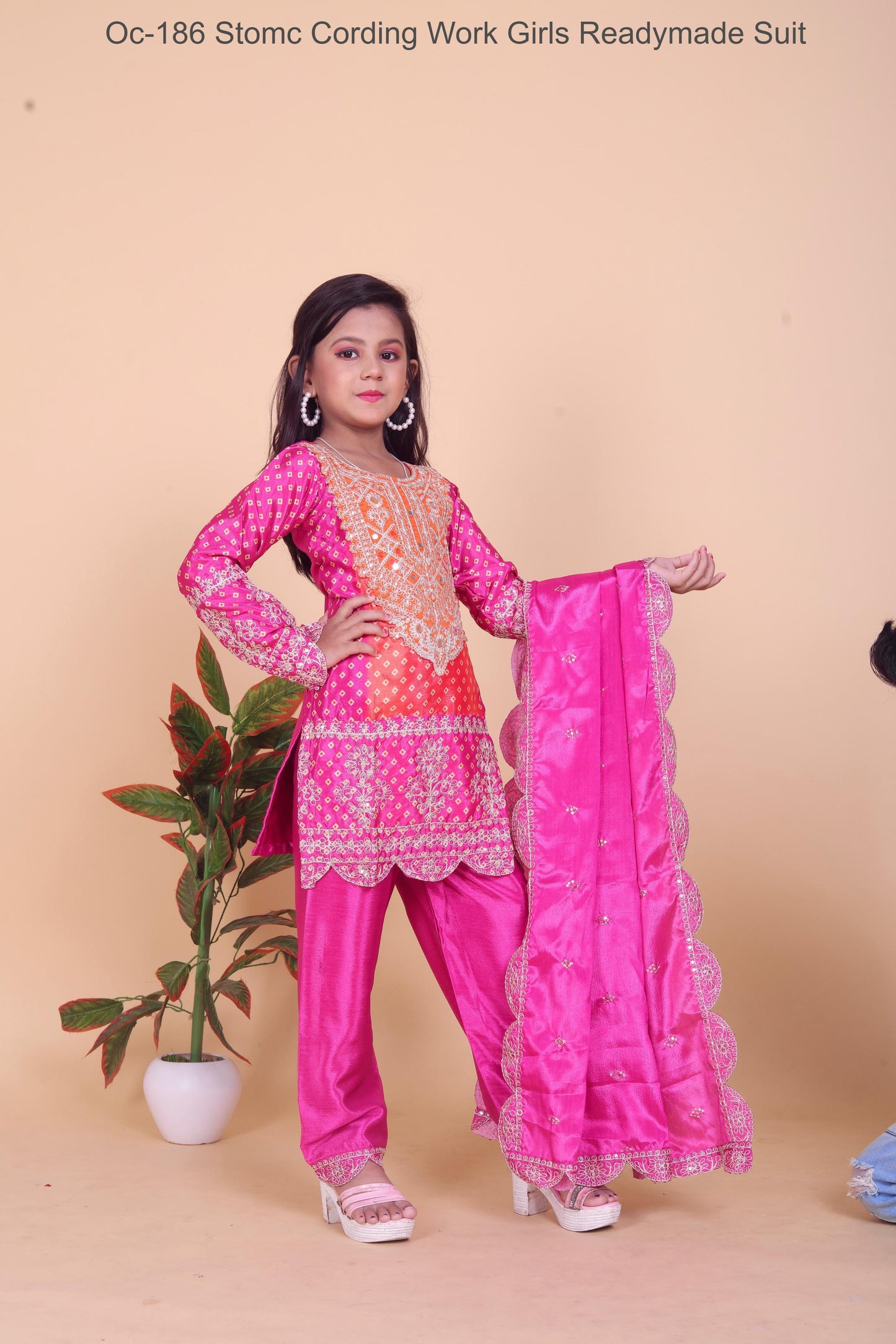 Oc-186 Stomc Cording Work Girls Readymade Suit