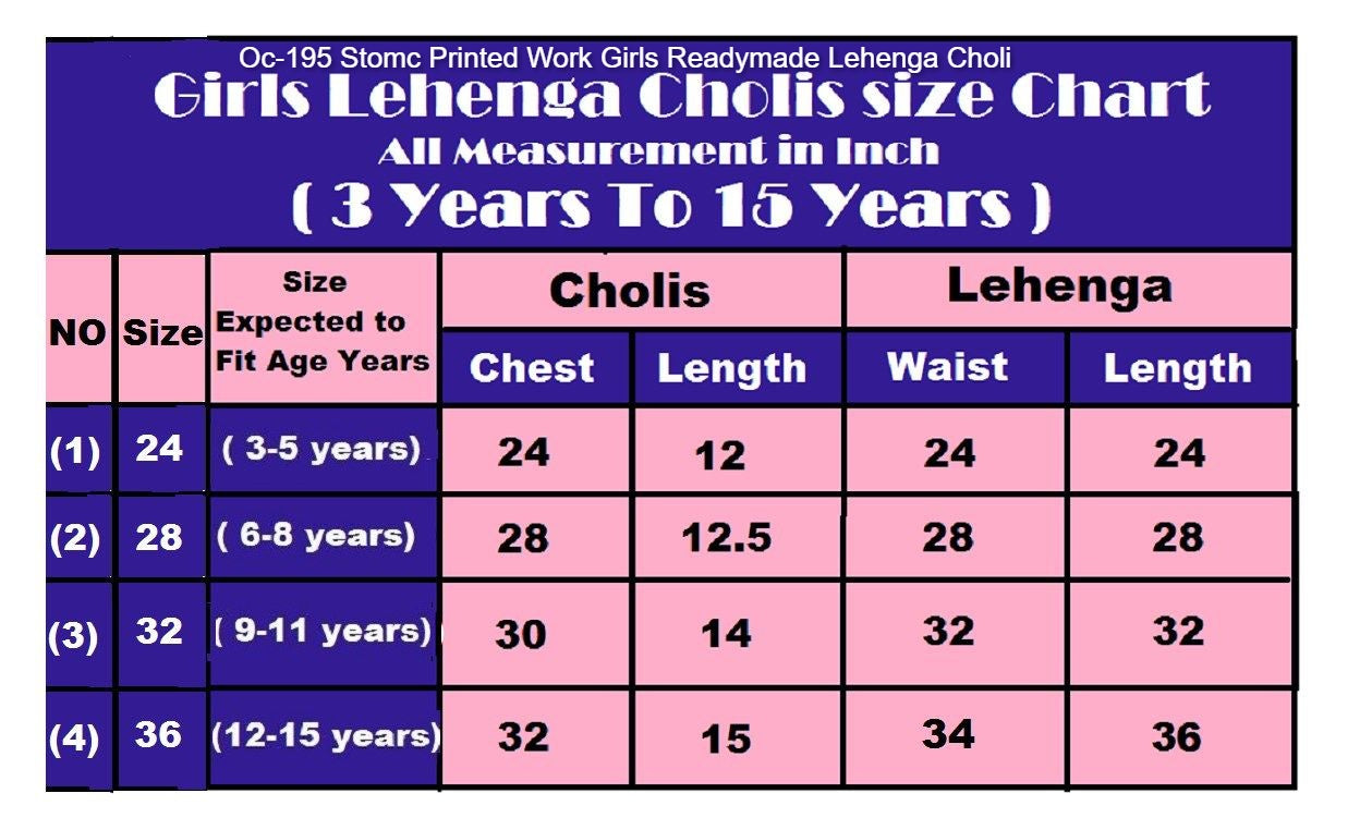 Oc-195 Stomc Printed Work Girls Readymade Lehenga Choli