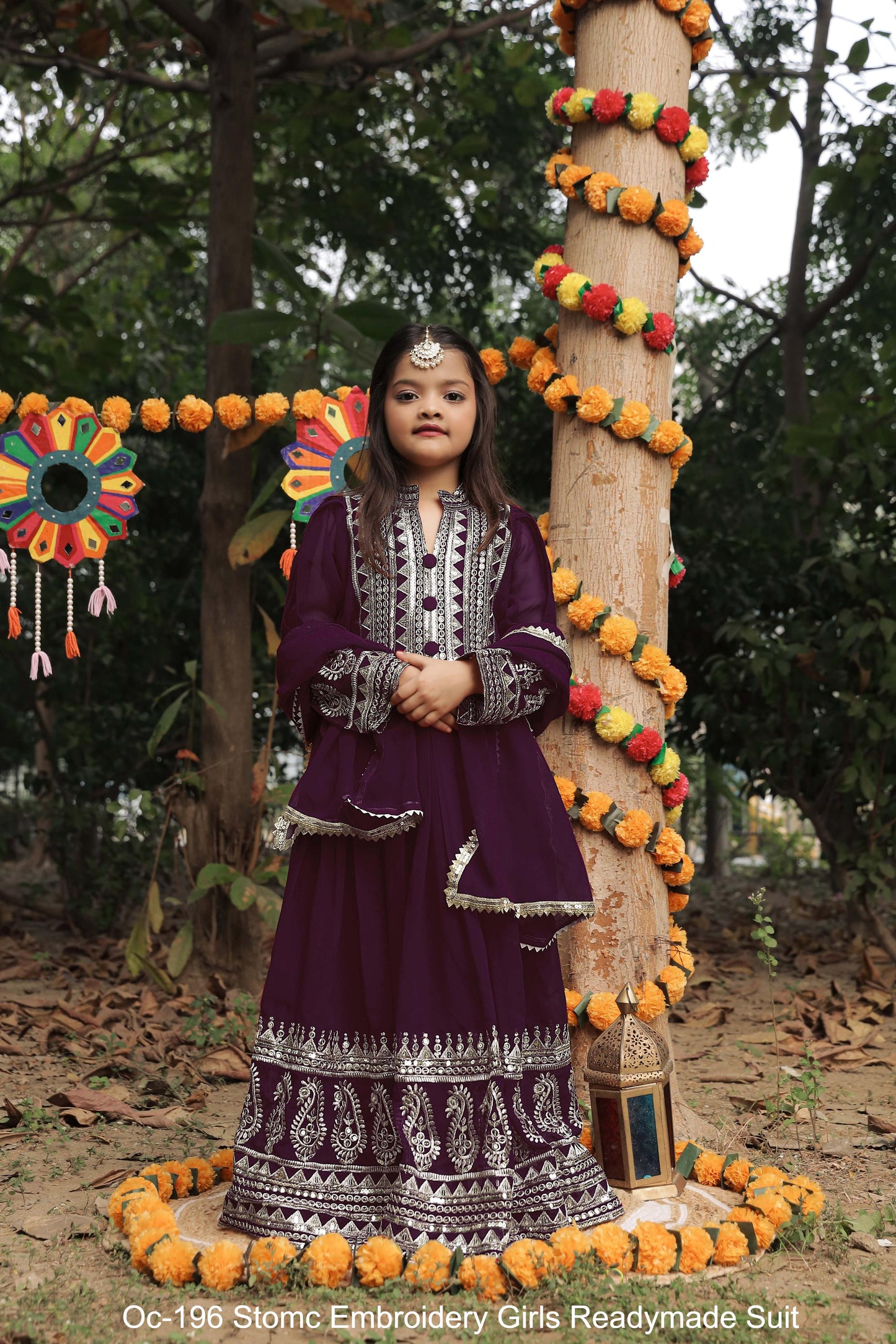 Oc-196 Stomc Embroidery Girls Readymade Suit