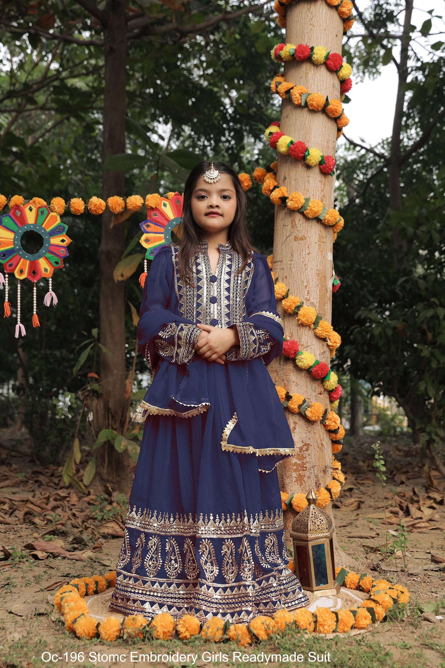 Oc-196 Stomc Embroidery Girls Readymade Suit