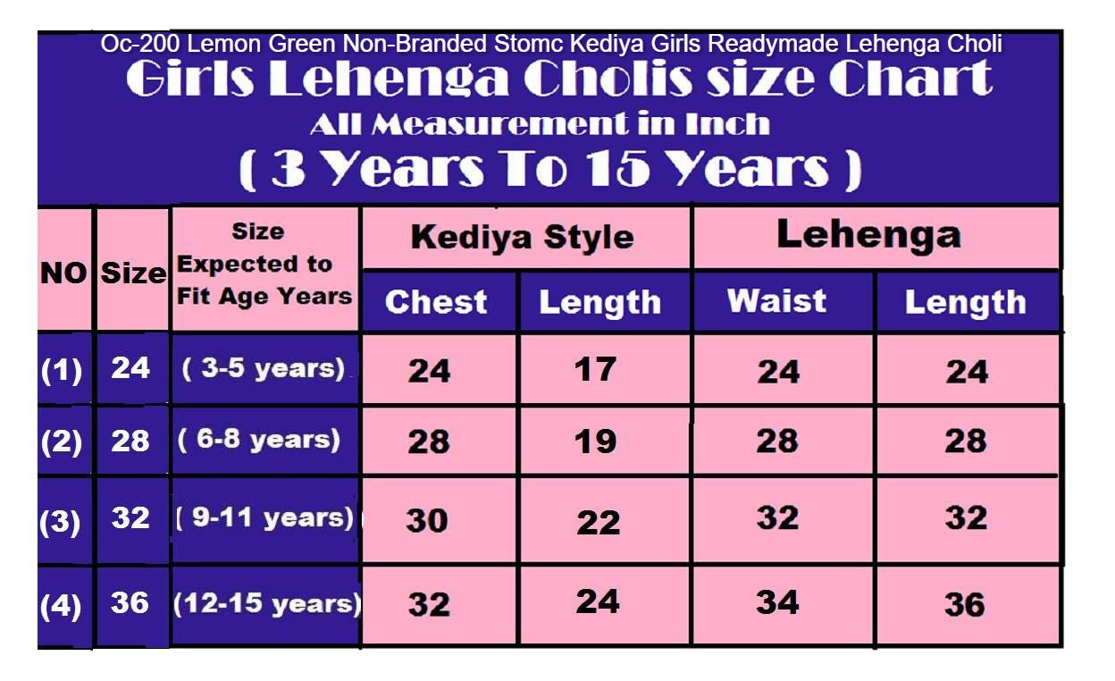 Oc-200 Lemon Green Non-Branded Stomc Kediya Girls Readymade Lehenga Choli