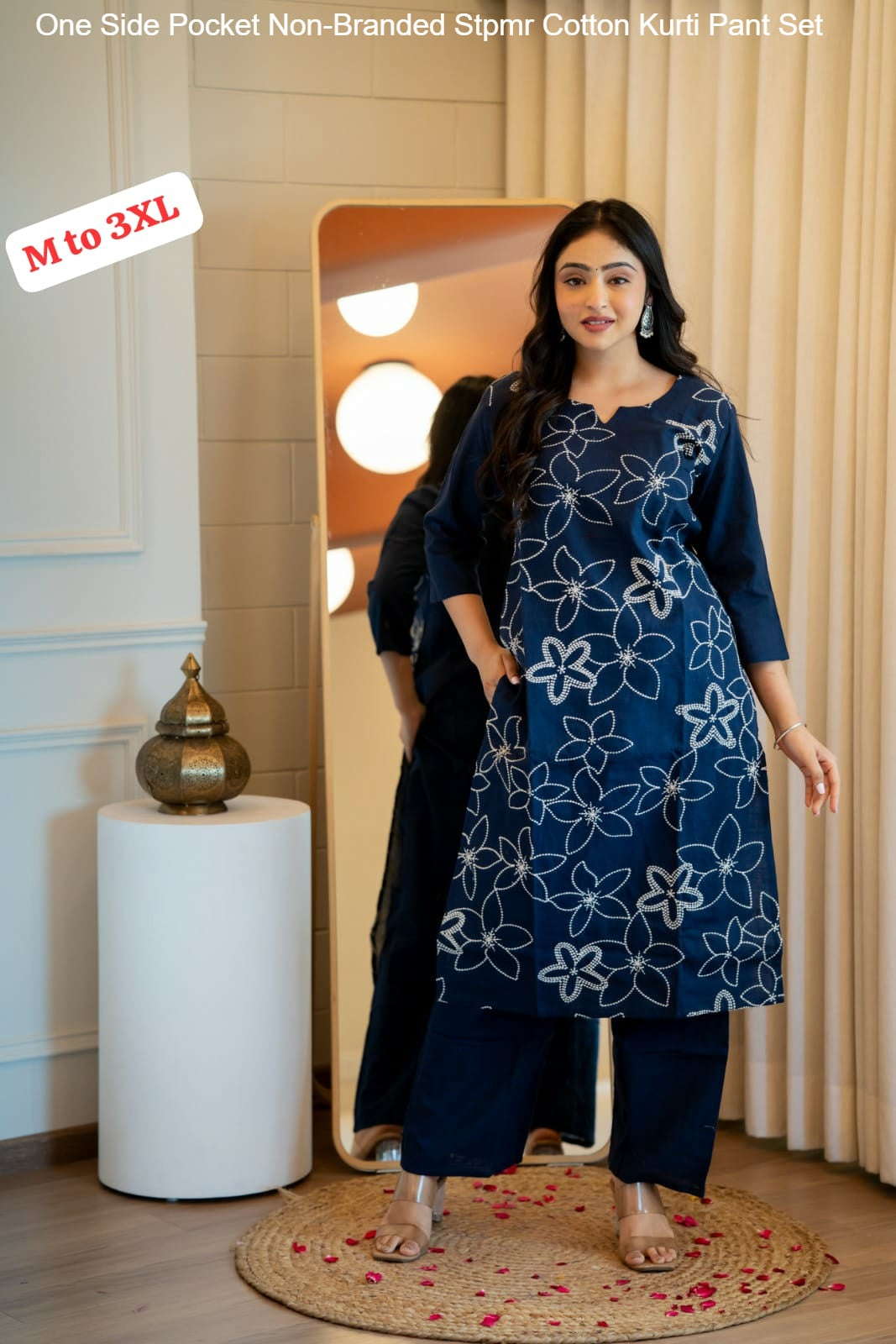 One Side Pocket Non-Branded Stpmr Cotton Kurti Pant Set