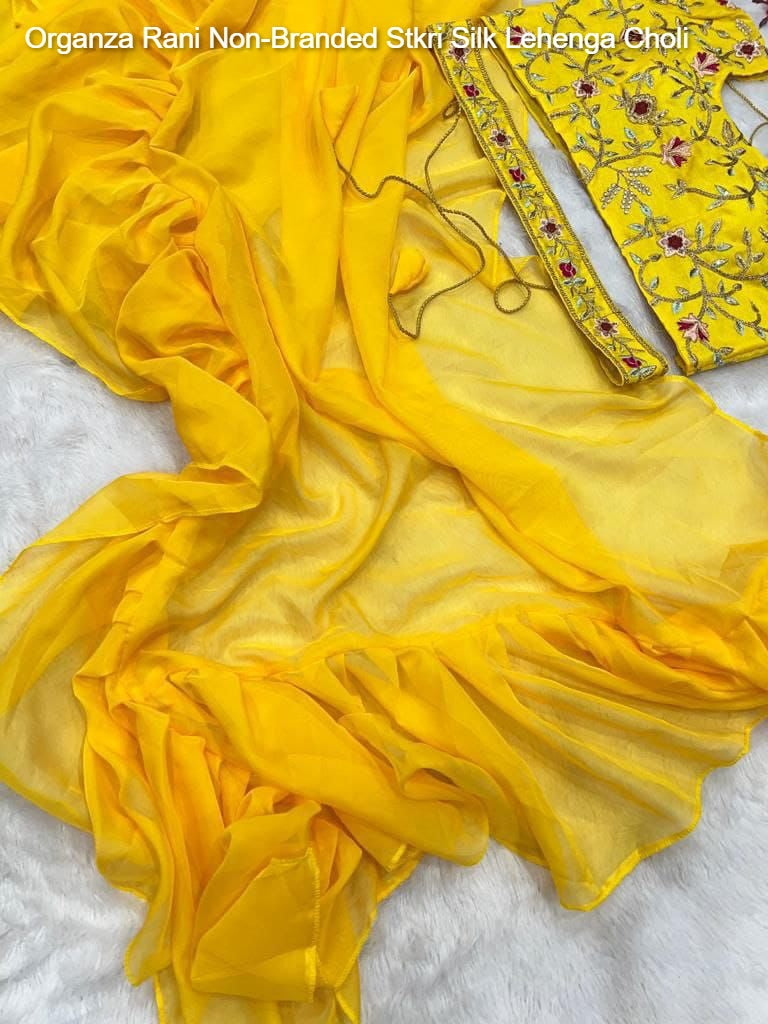 Organza Rani Non-Branded Stkri Silk Lehenga Choli