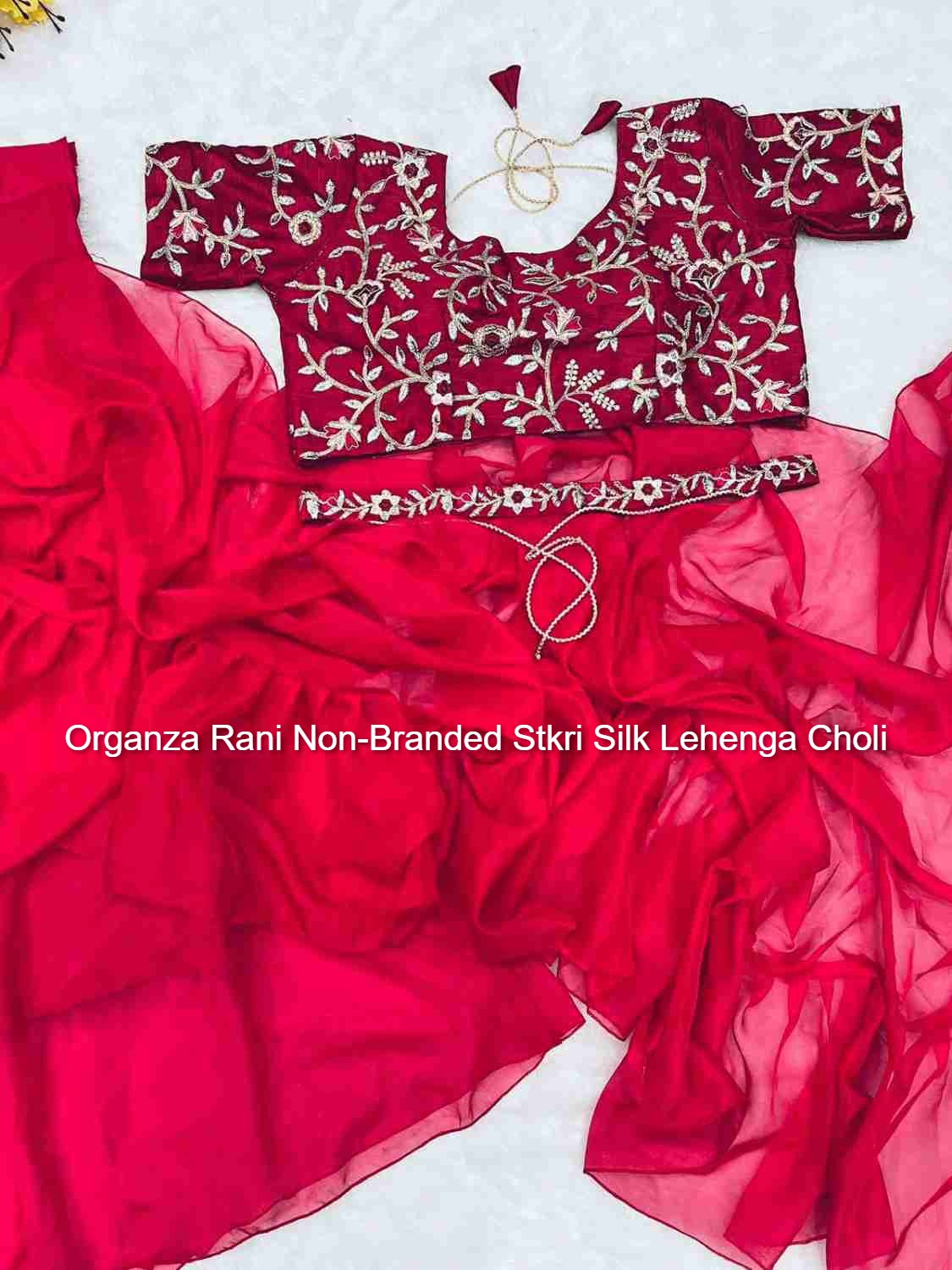 Organza Rani Non-Branded Stkri Silk Lehenga Choli