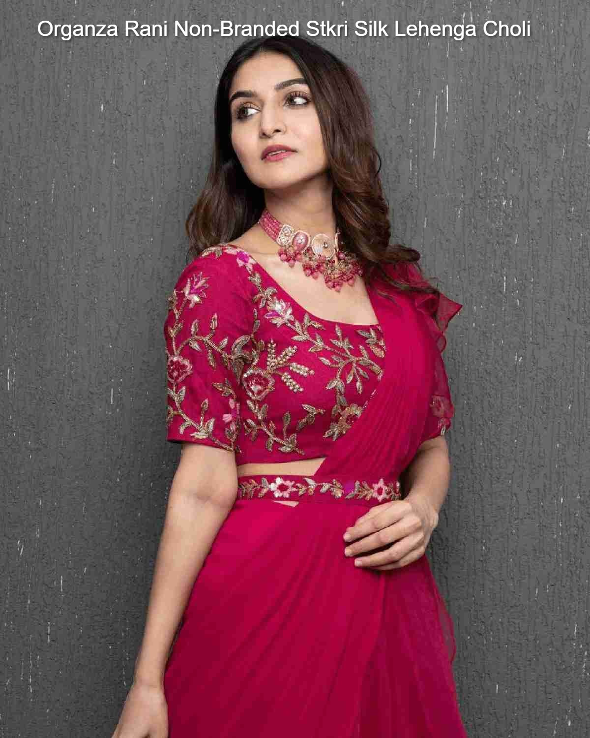 Organza Rani Non-Branded Stkri Silk Lehenga Choli