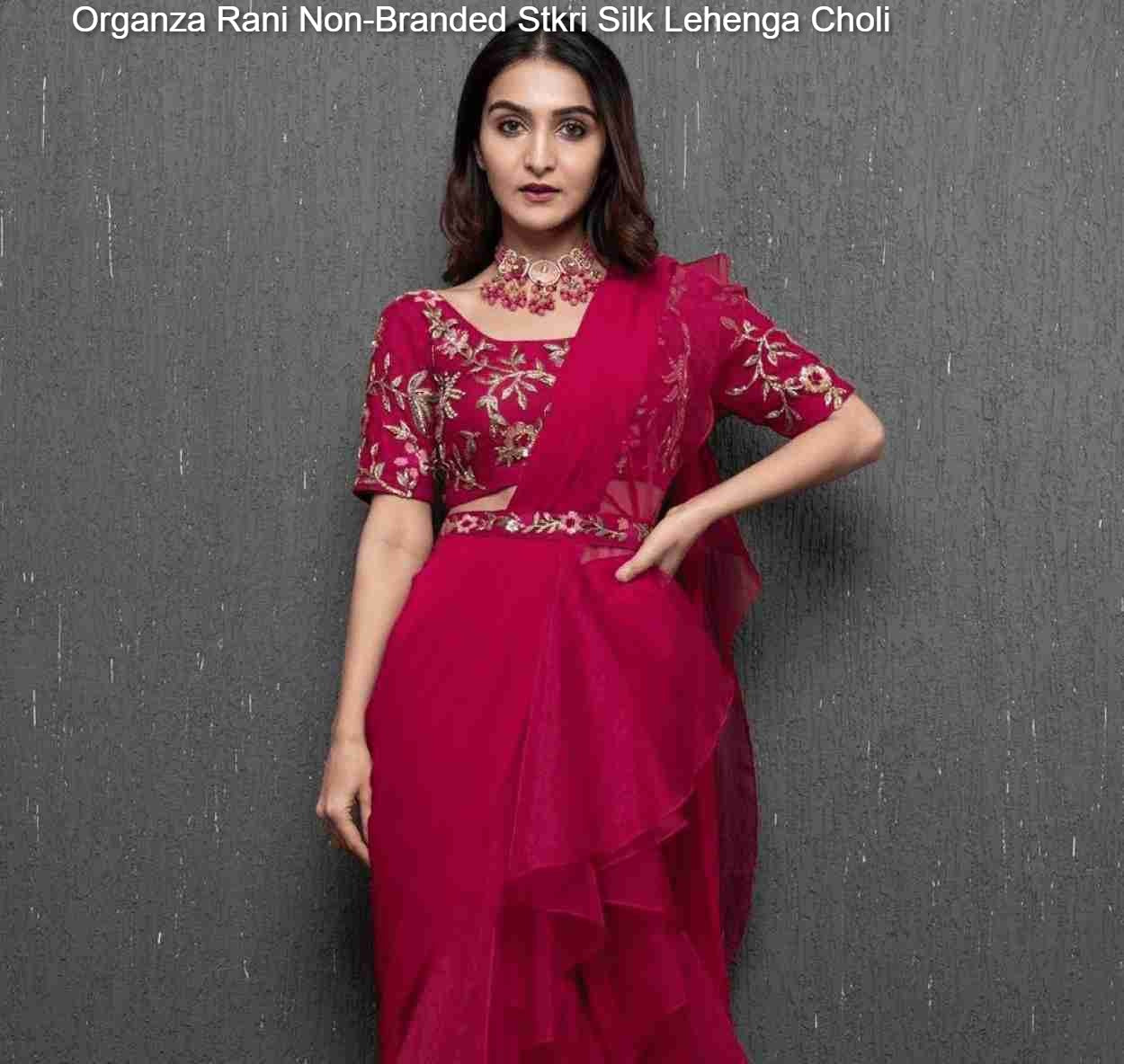 Organza Rani Non-Branded Stkri Silk Lehenga Choli