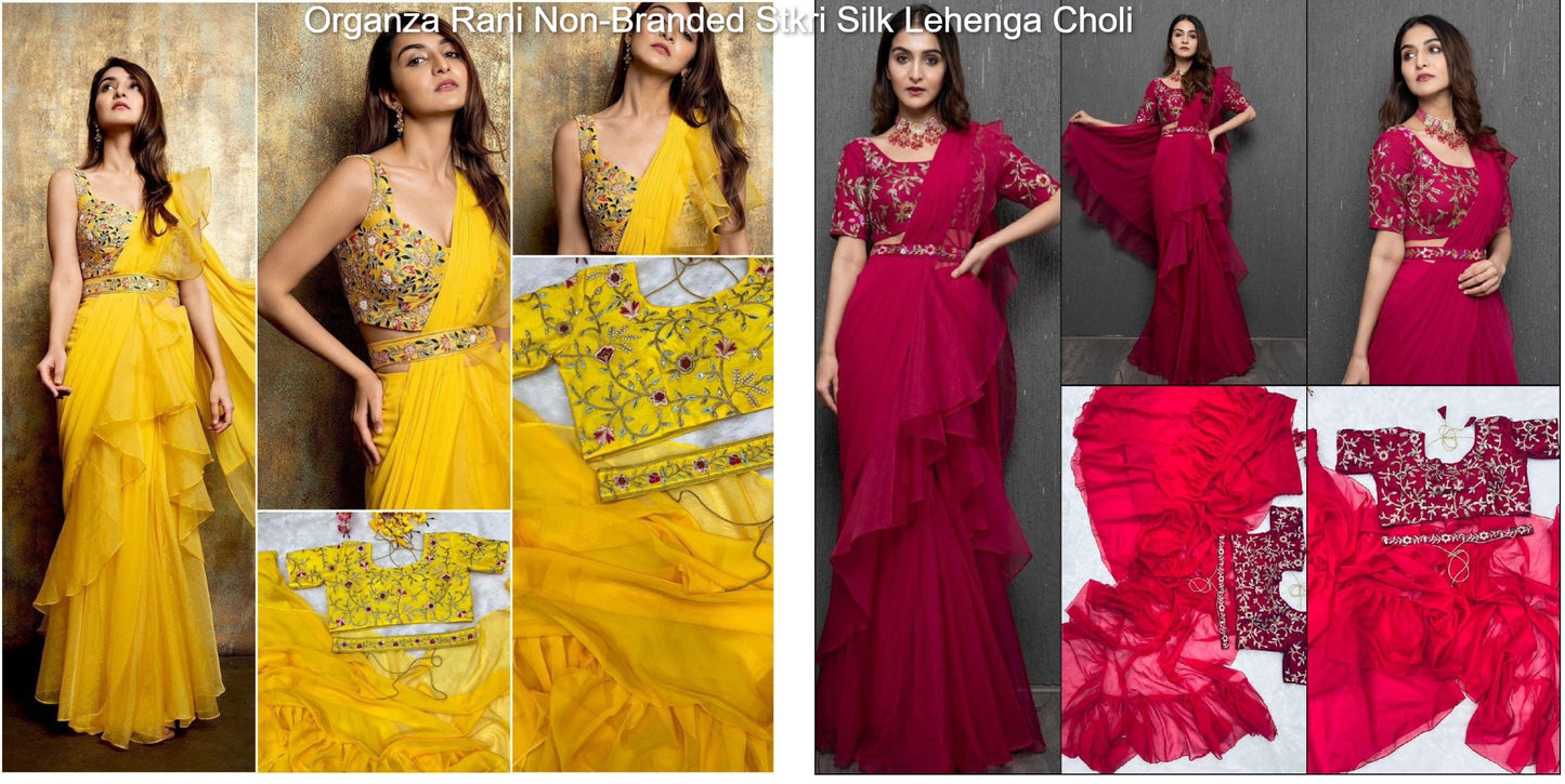 Organza Rani Non-Branded Stkri Silk Lehenga Choli