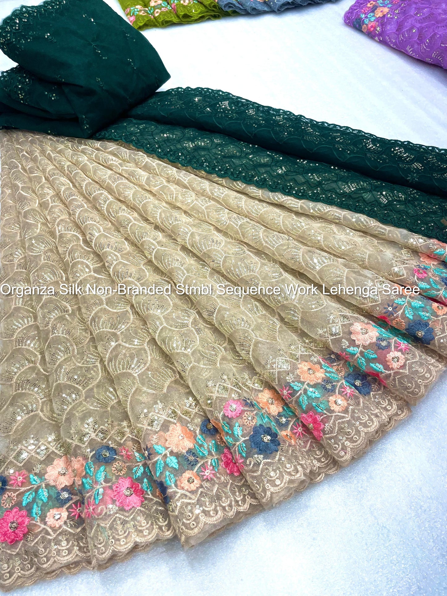 Organza Silk Non-Branded Stmbl Sequence Work Lehenga Saree