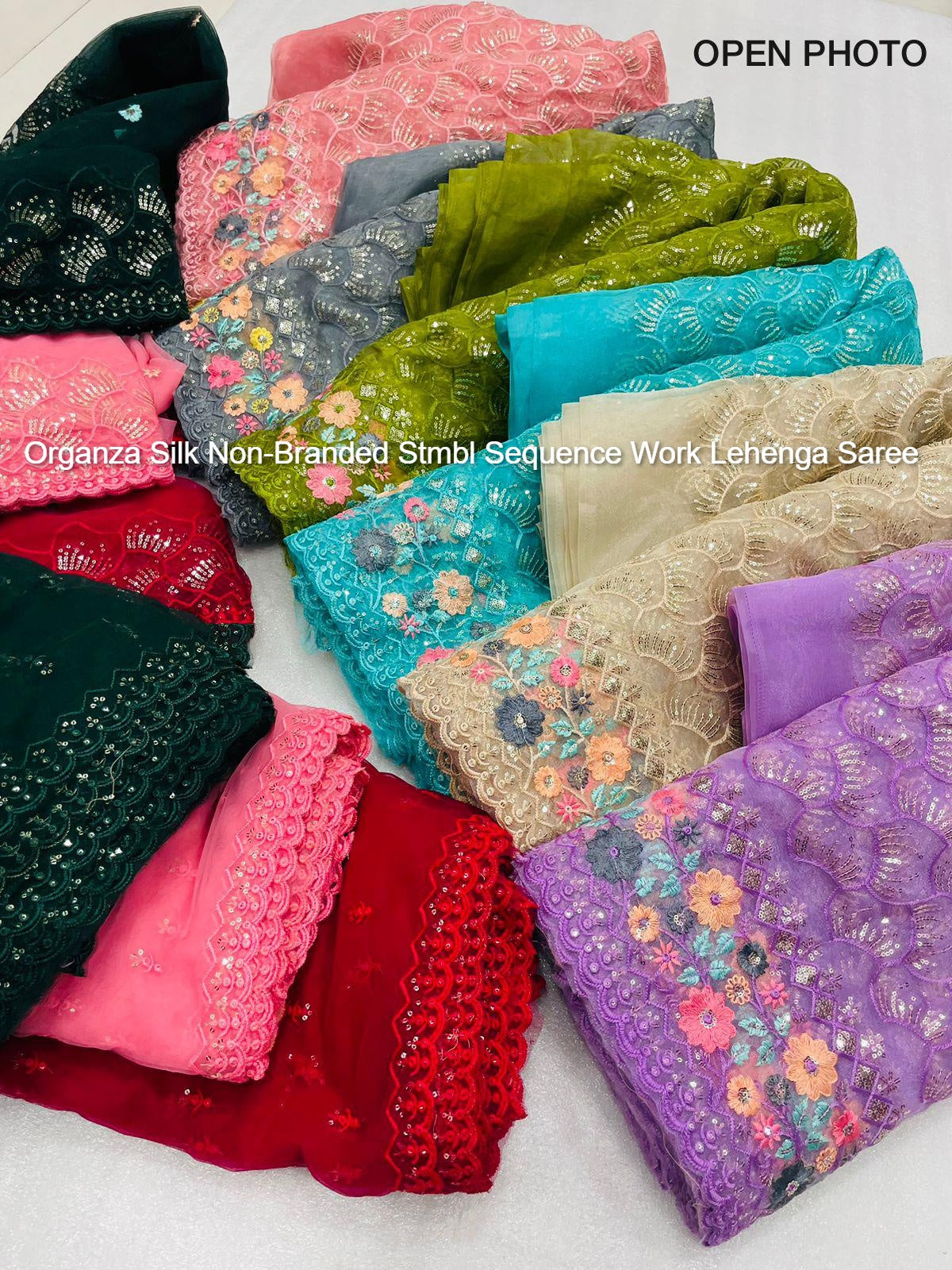 Organza Silk Non-Branded Stmbl Sequence Work Lehenga Saree