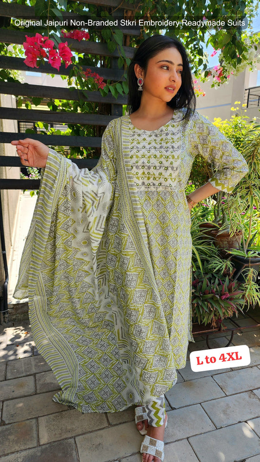 Original Jaipuri Non-Branded Stkri Embroidery Readymade Suits