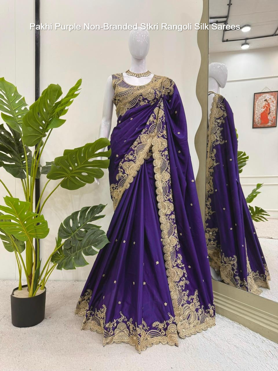 Pakhi Purple Non-Branded Stkri Rangoli Silk Sarees