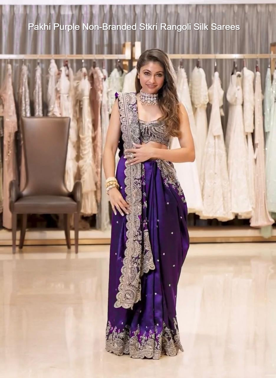 Pakhi Purple Non-Branded Stkri Rangoli Silk Sarees