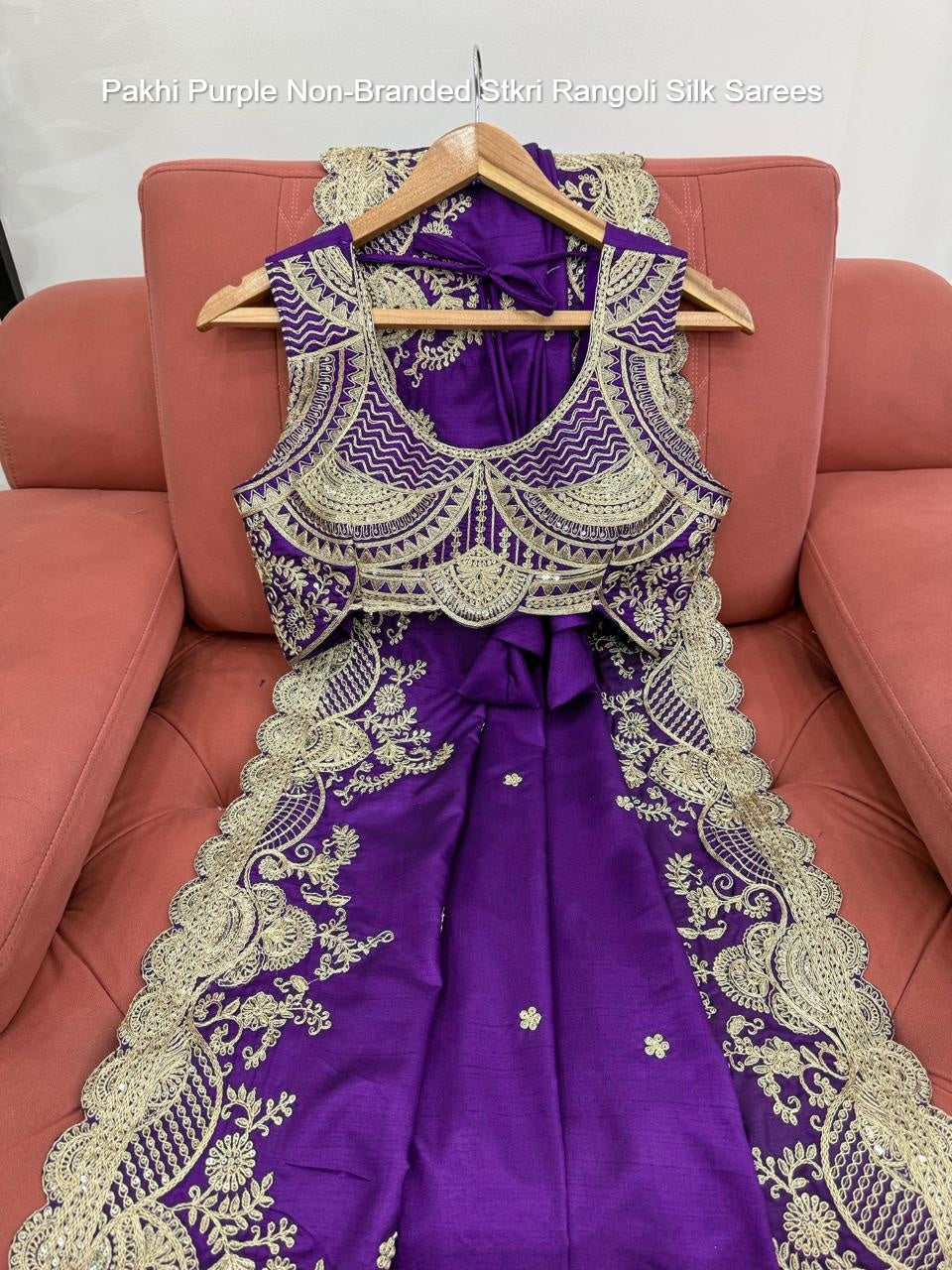 Pakhi Purple Non-Branded Stkri Rangoli Silk Sarees