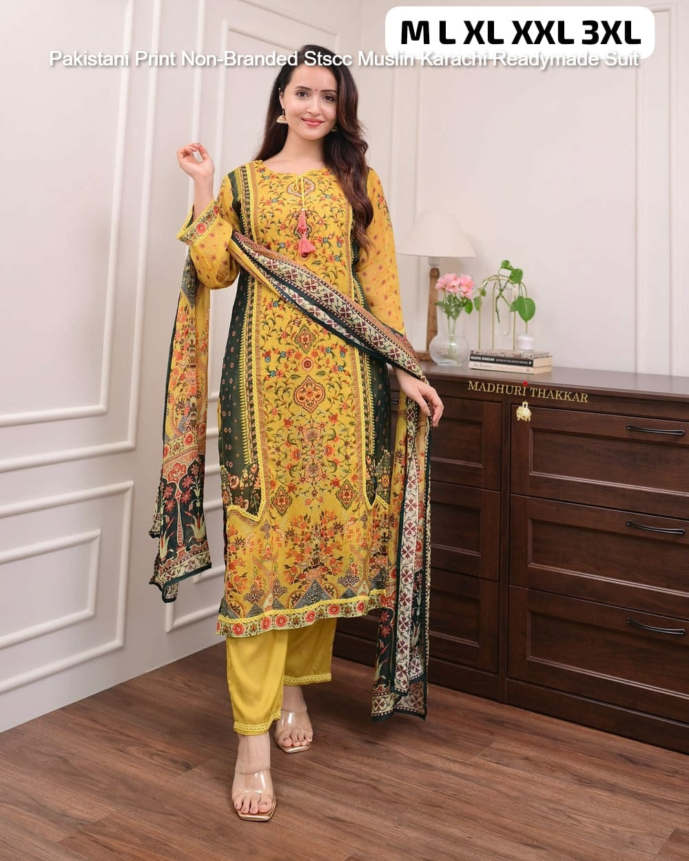Pakistani Print Non-Branded Stscc Muslin Karachi Readymade Suit