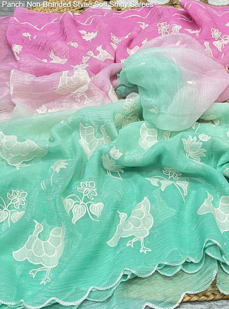 Panchi Non-Branded Stvae Soft Shiny Sarees