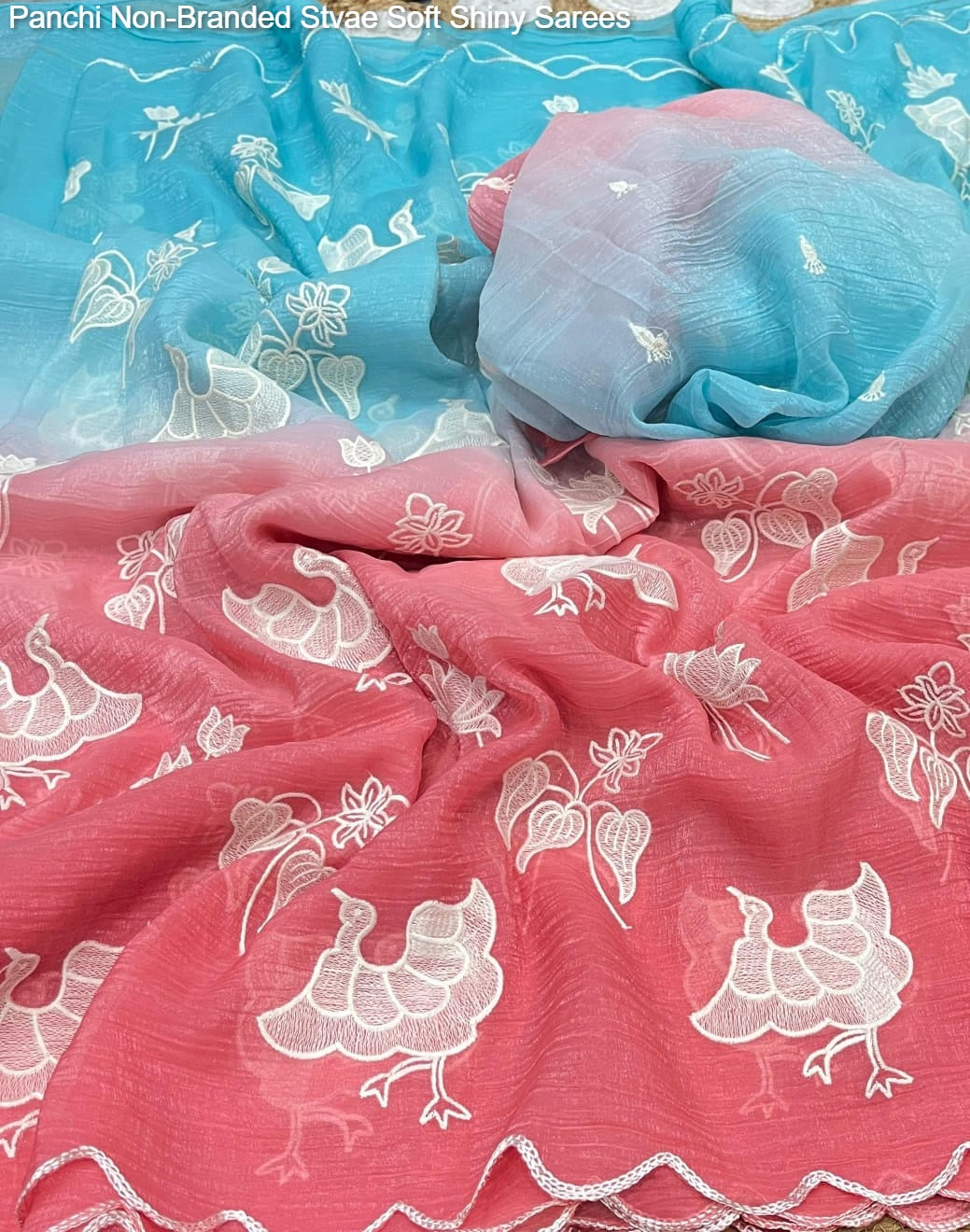 Panchi Non-Branded Stvae Soft Shiny Sarees