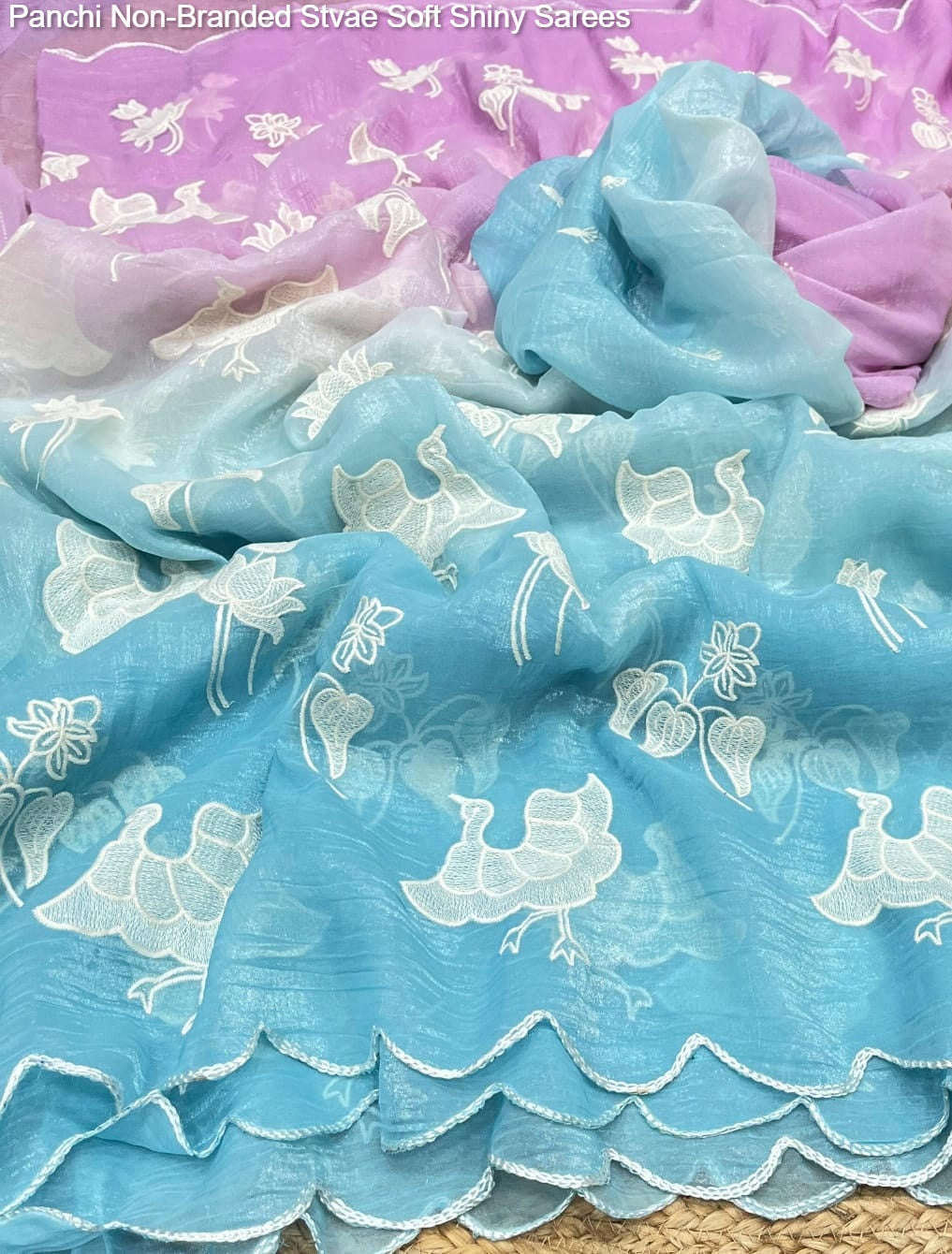 Panchi Non-Branded Stvae Soft Shiny Sarees