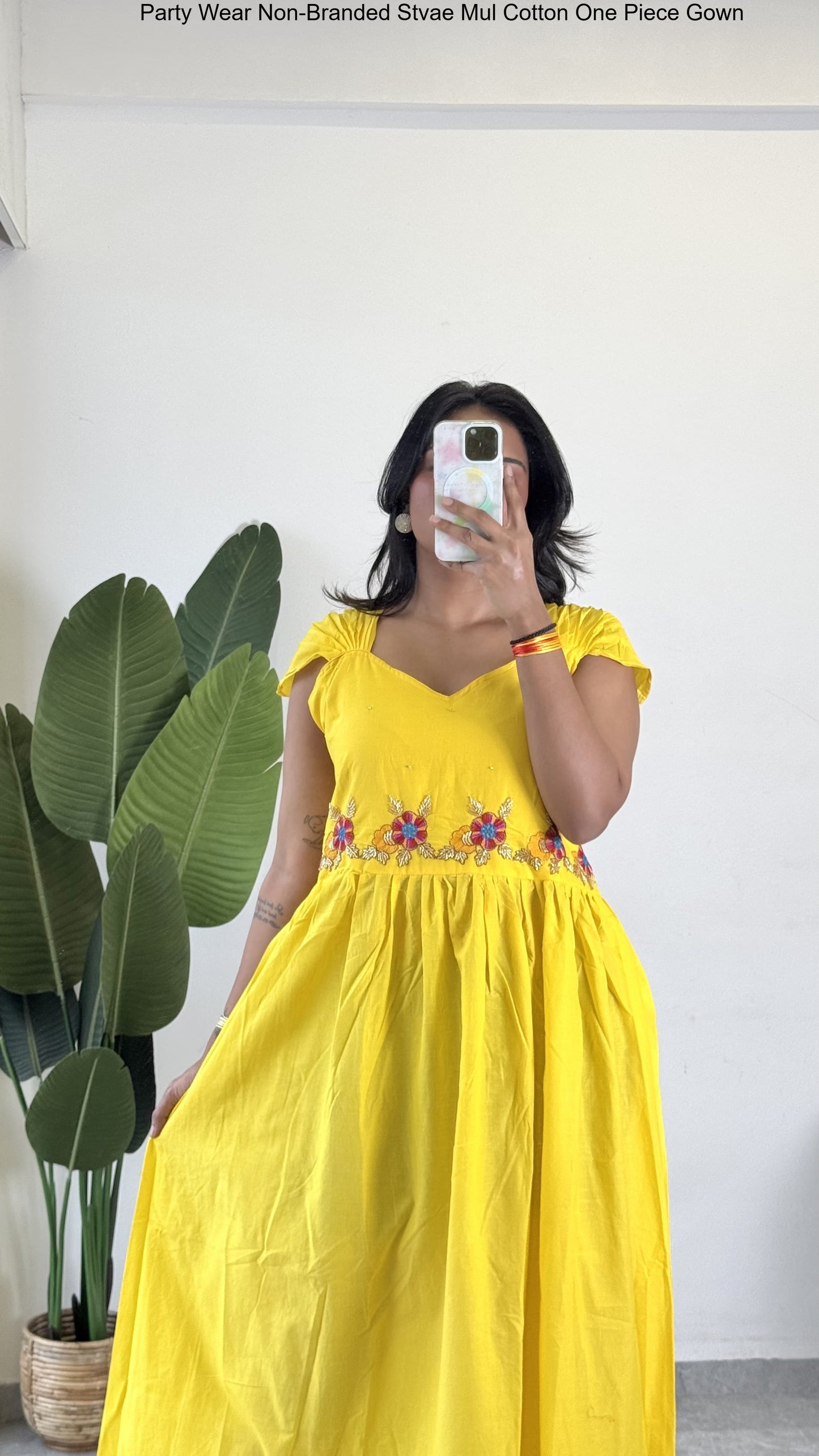 Party Wear Non-Branded Stvae Mul Cotton One Piece Gown