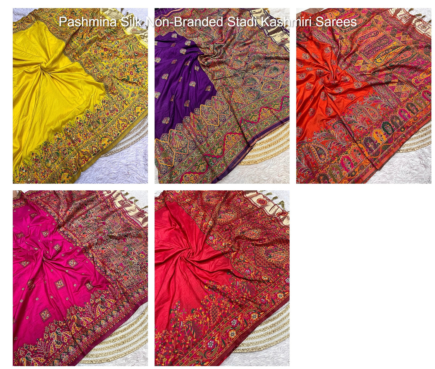 Pashmina Silk Non-Branded Stadi Kashmiri Sarees