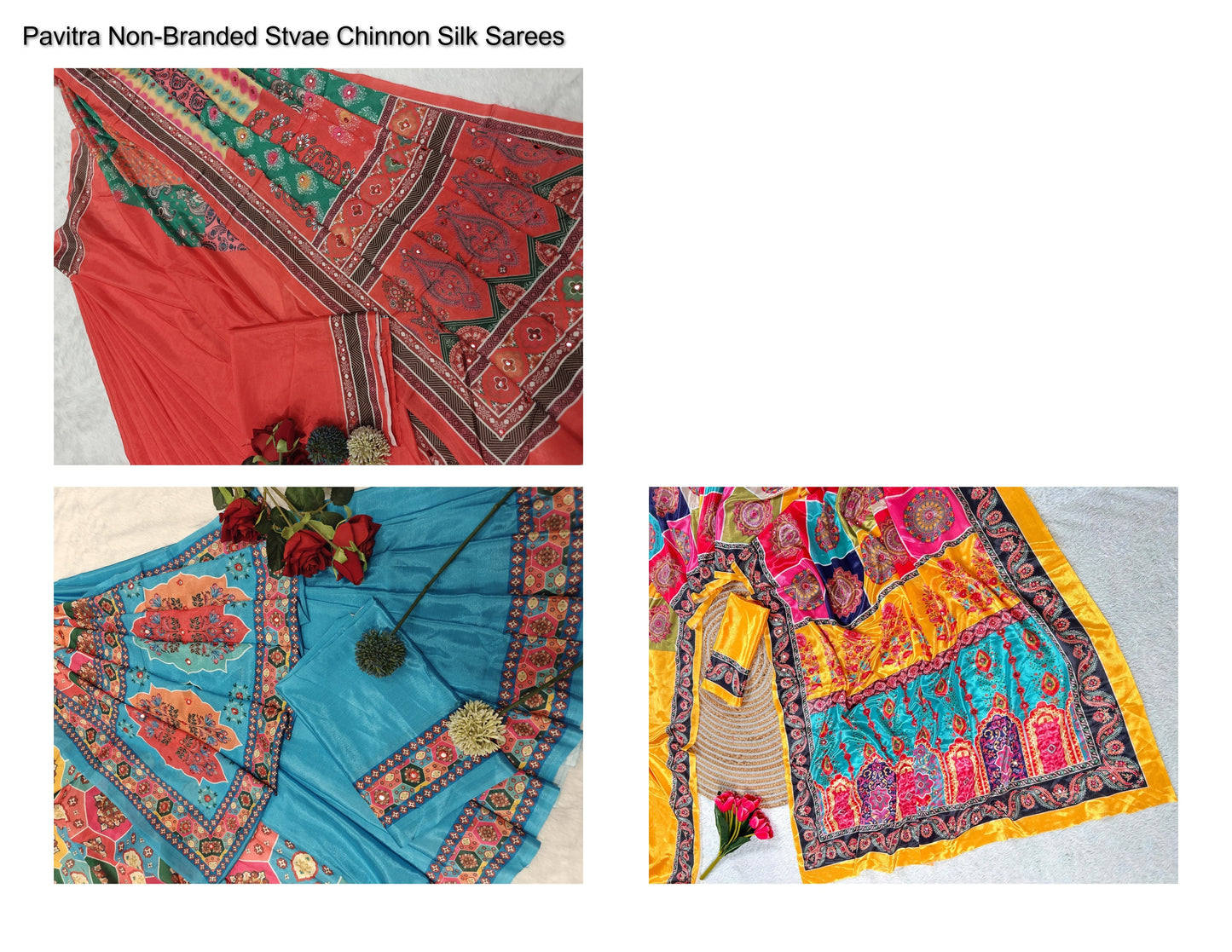 Pavitra Non-Branded Stvae Chinnon Silk Sarees