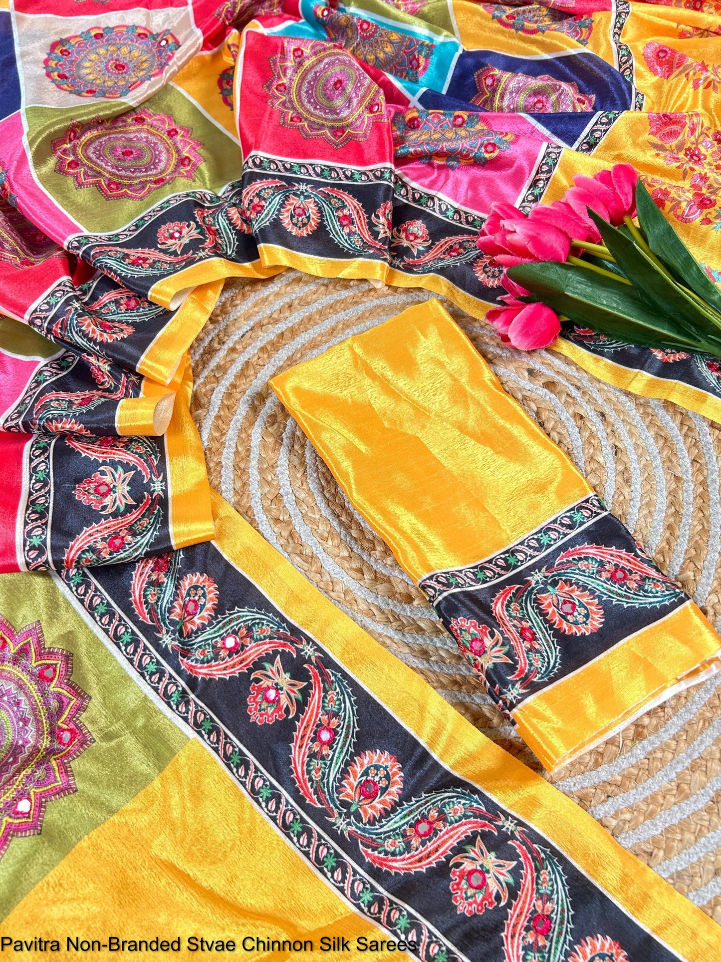Pavitra Non-Branded Stvae Chinnon Silk Sarees