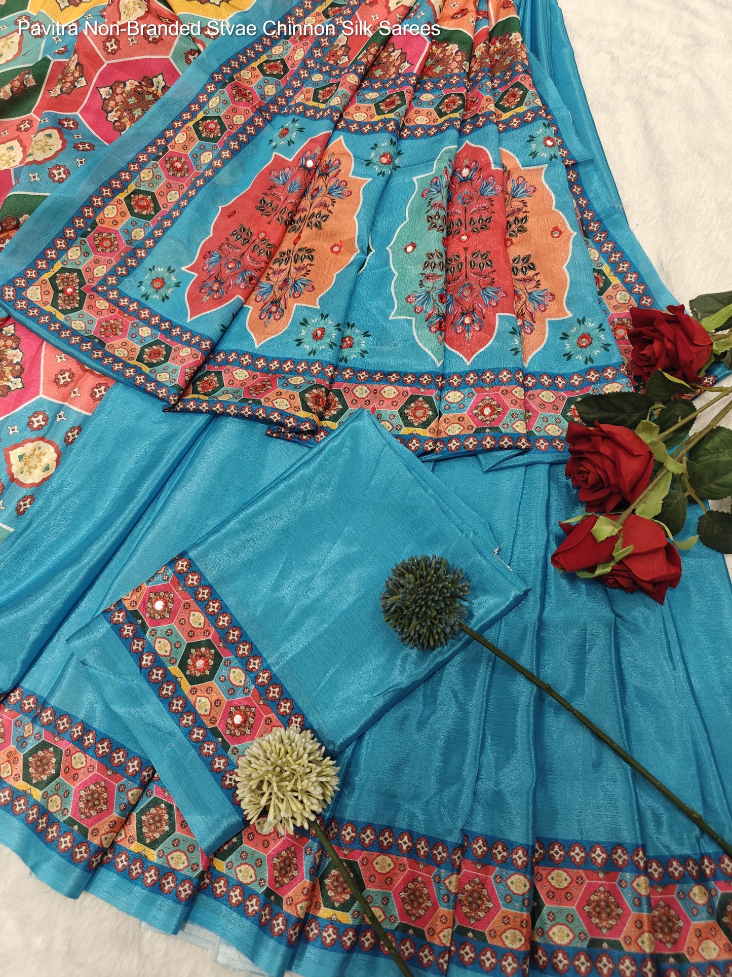 Pavitra Non-Branded Stvae Chinnon Silk Sarees