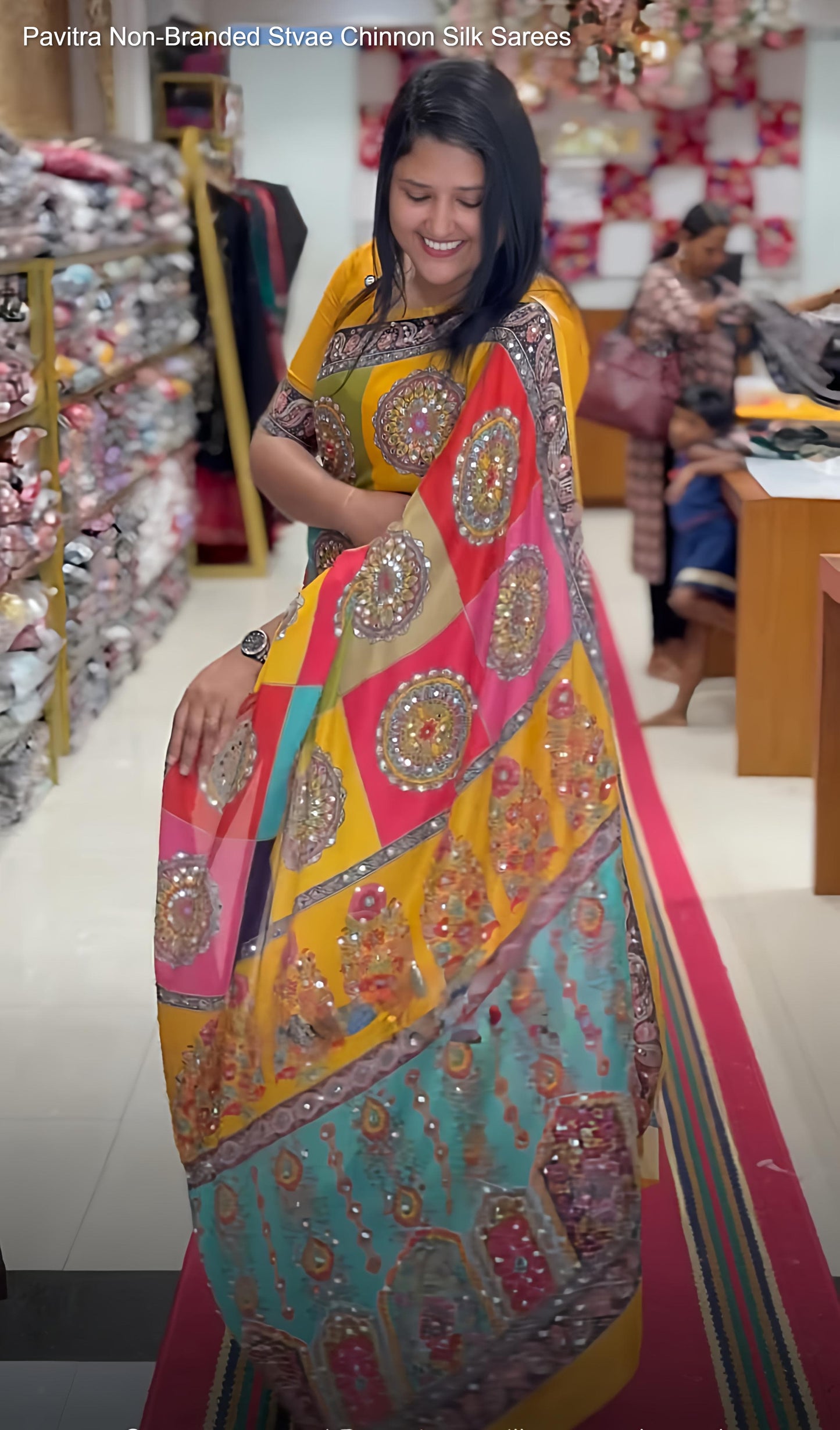 Pavitra Non-Branded Stvae Chinnon Silk Sarees