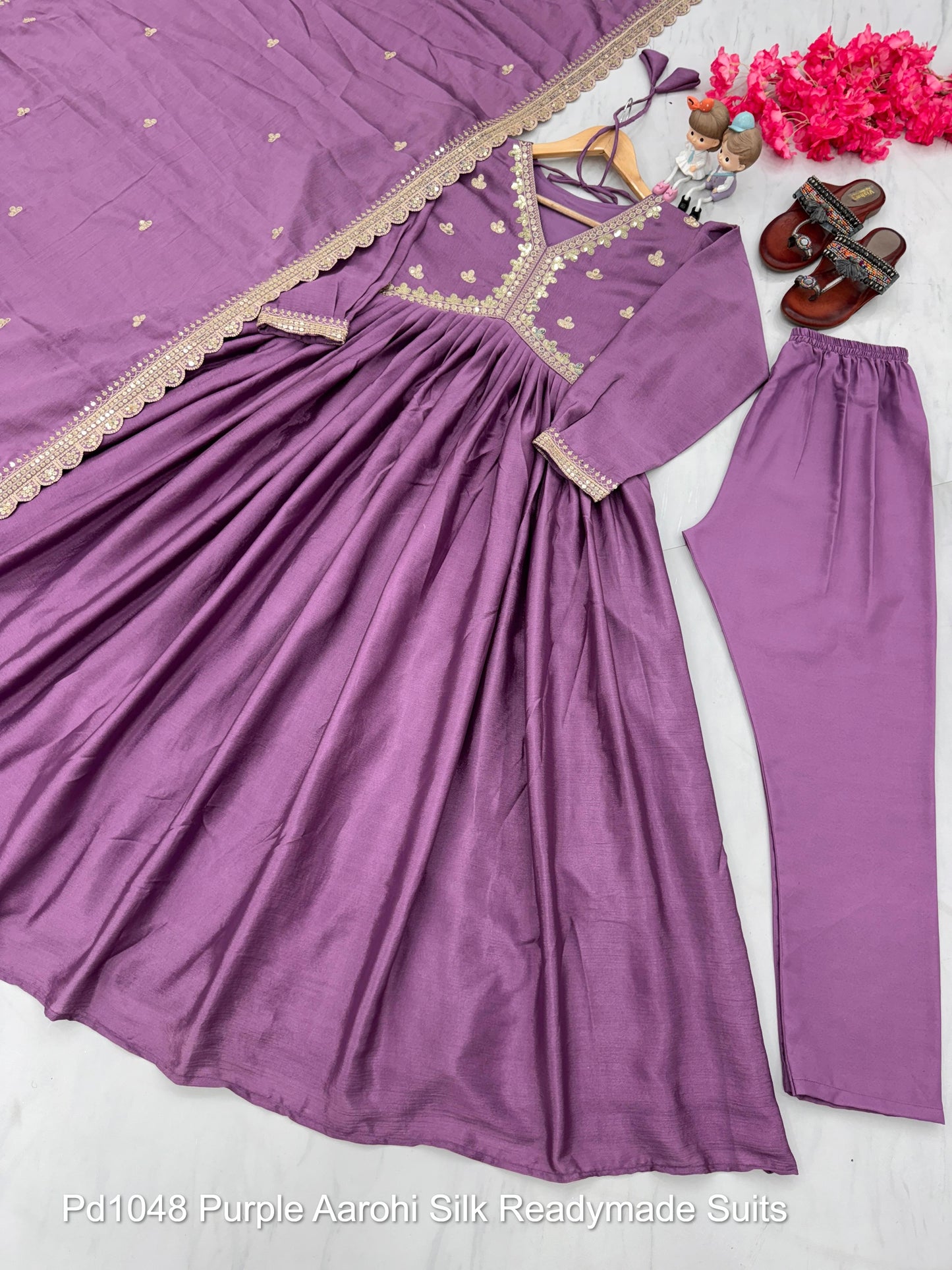 Pd1048 Purple Aarohi Silk Readymade Suits