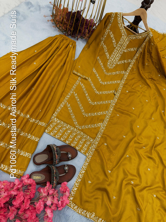 Pd1060 Mustard Aarohi Silk Readymade Suits