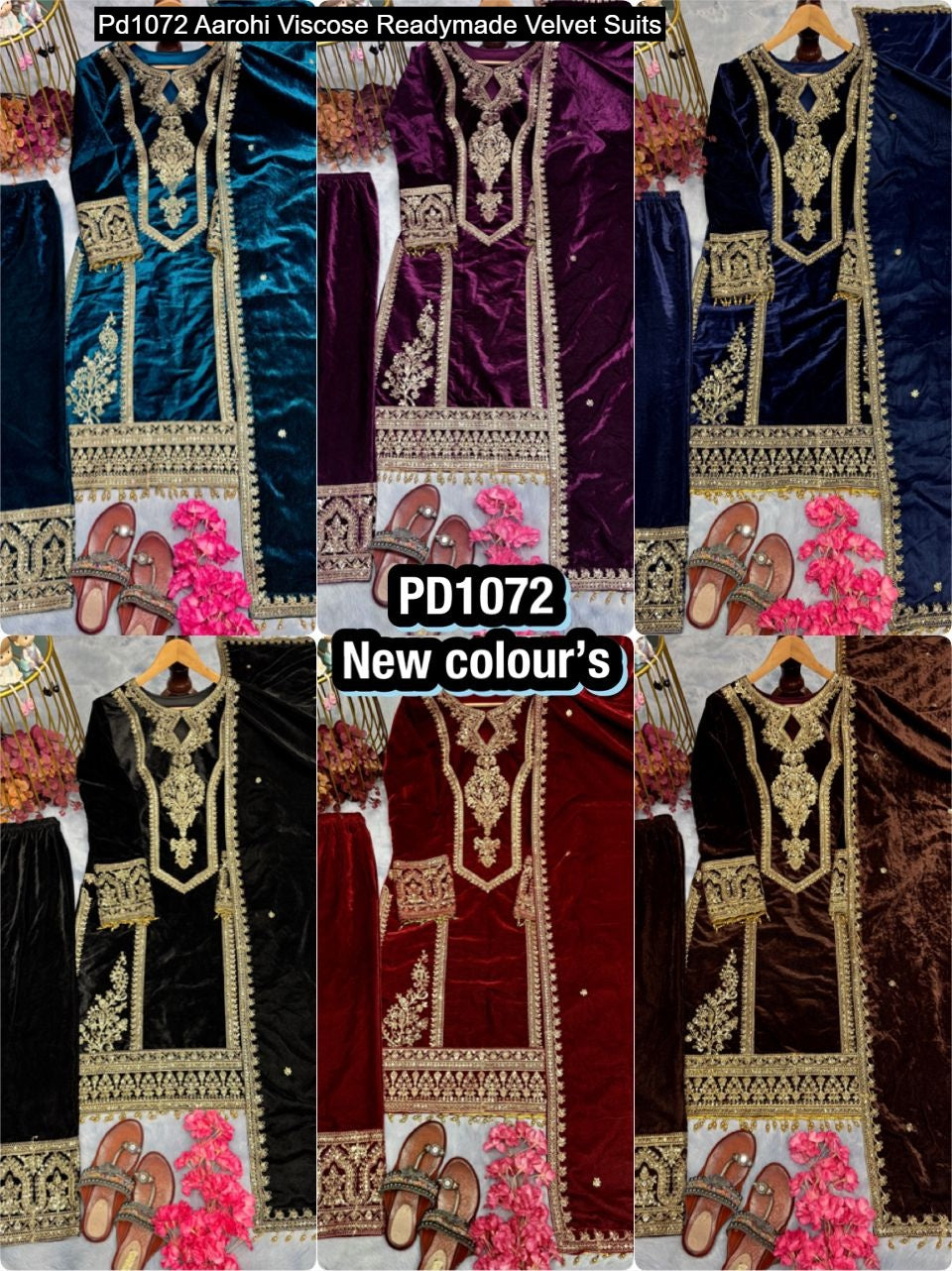 Pd1072 Aarohi Viscose Readymade Velvet Suits
