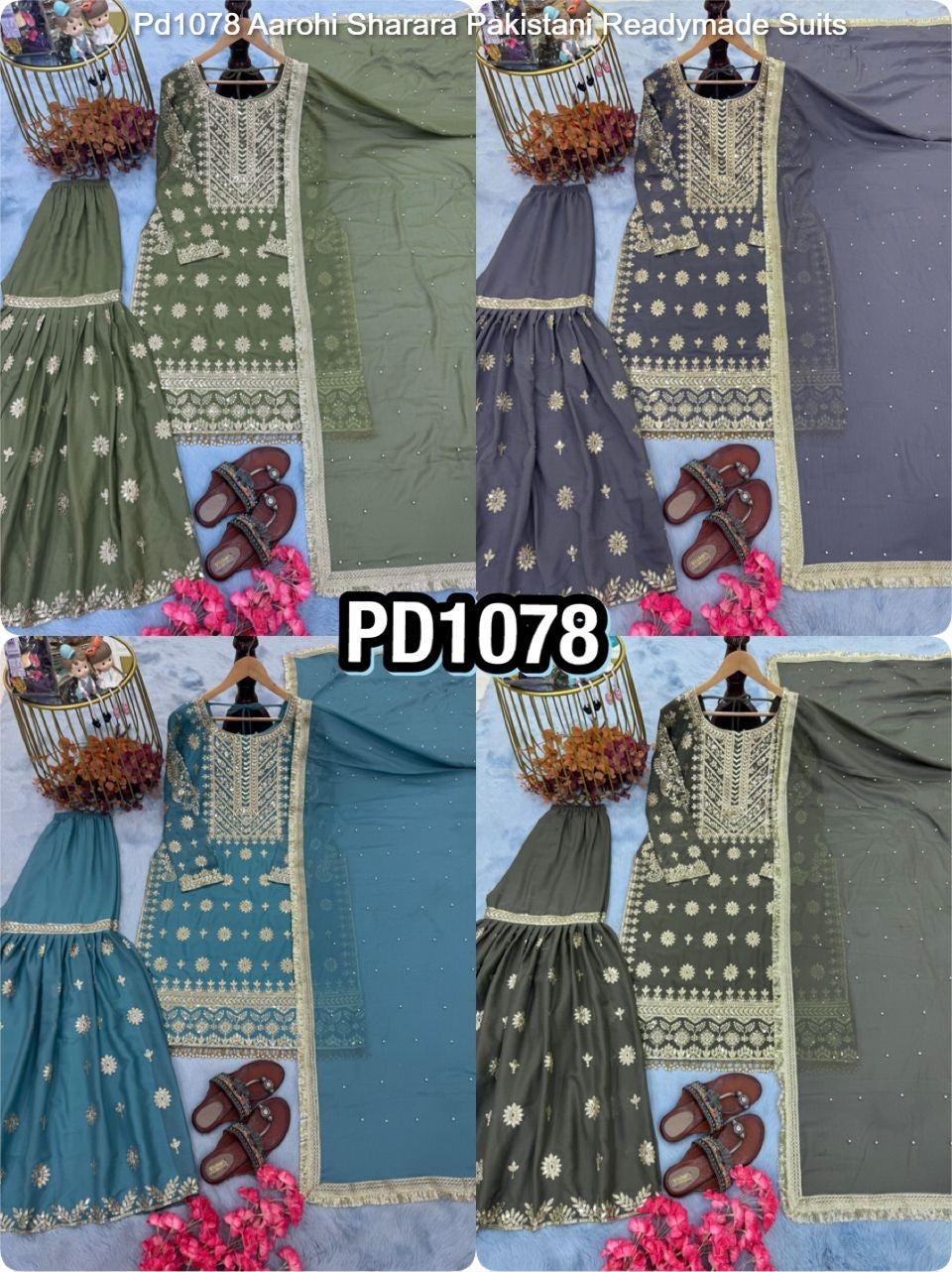 Pd1078 Aarohi Sharara Pakistani Readymade Suits