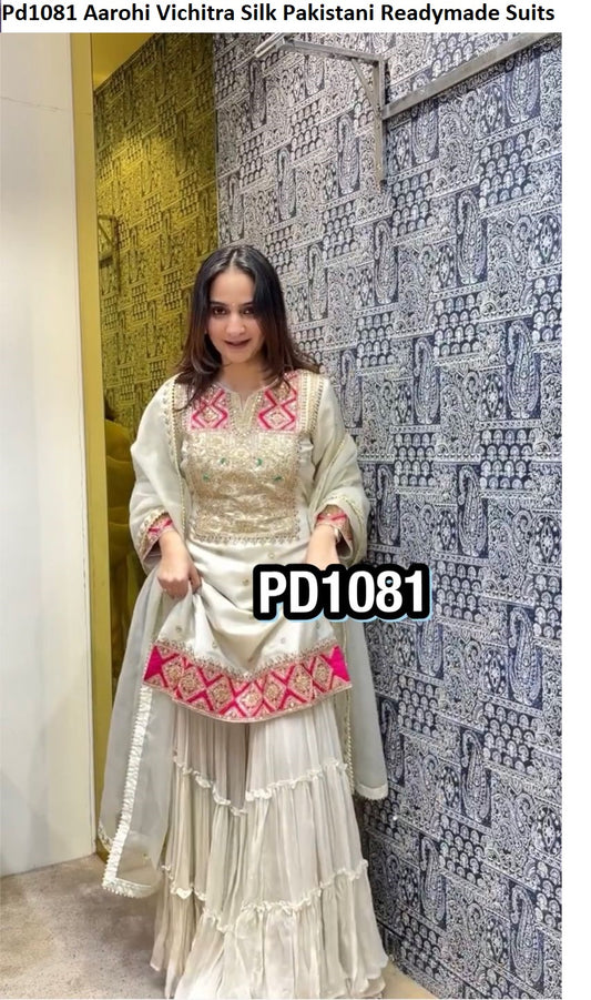 Pd1081 Aarohi Vichitra Silk Pakistani Readymade Suits