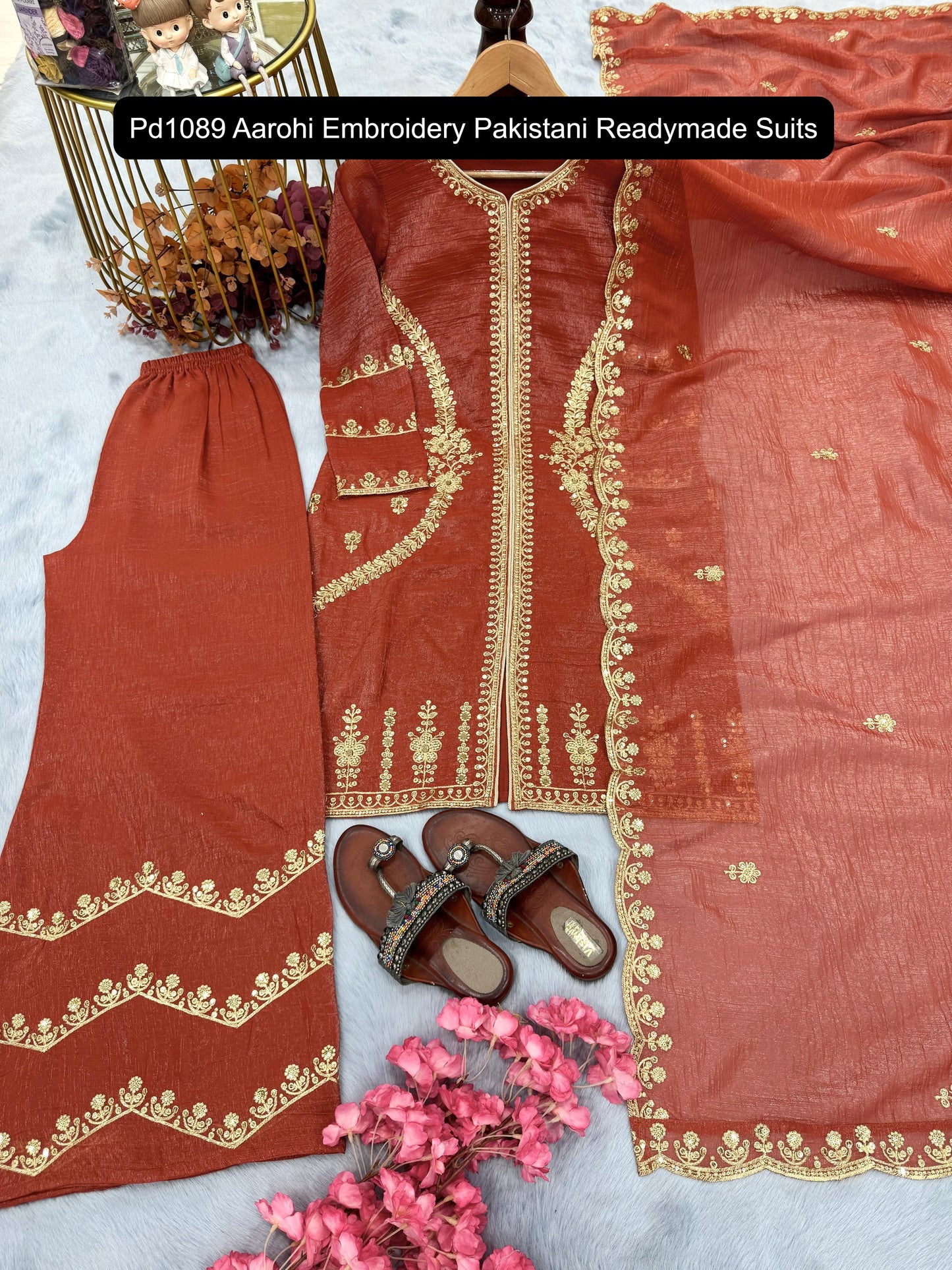 Pd1089 Purple Yellow Dark Blue Light Red Aarohi Embroidery Pakistani Readymade Suits