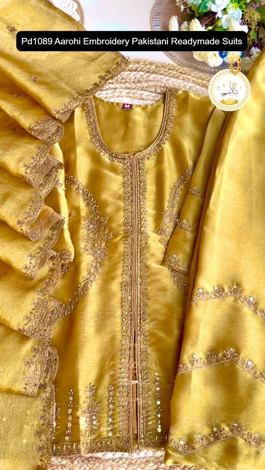 Pd1089 Purple Yellow Dark Blue Light Red Aarohi Embroidery Pakistani Readymade Suits