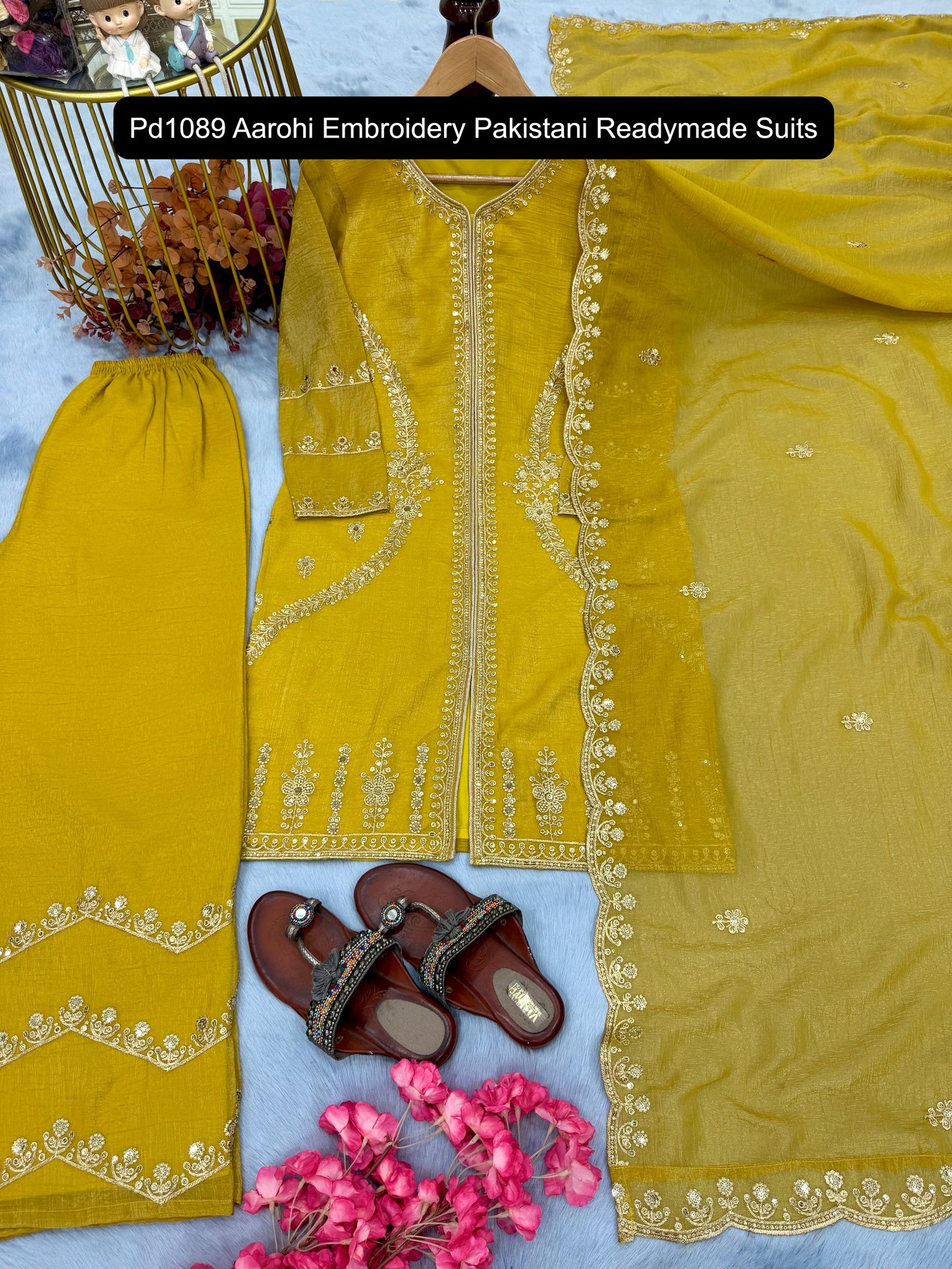 Pd1089 Purple Yellow Dark Blue Light Red Aarohi Embroidery Pakistani Readymade Suits