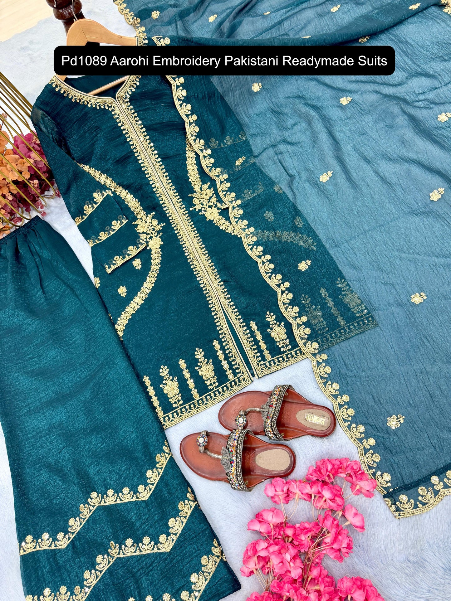 Pd1089 Purple Yellow Dark Blue Light Red Aarohi Embroidery Pakistani Readymade Suits