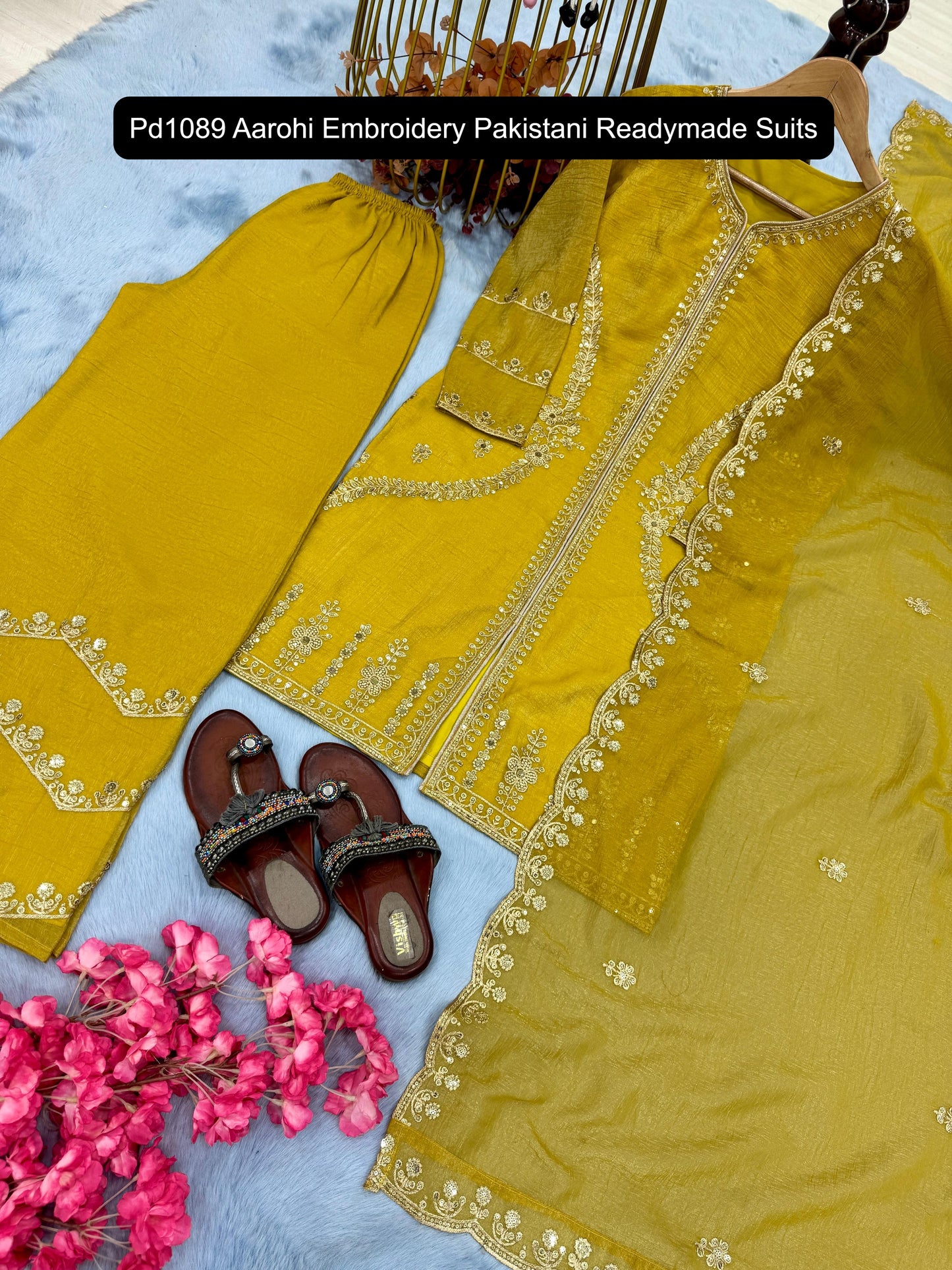 Pd1089 Purple Yellow Dark Blue Light Red Aarohi Embroidery Pakistani Readymade Suits