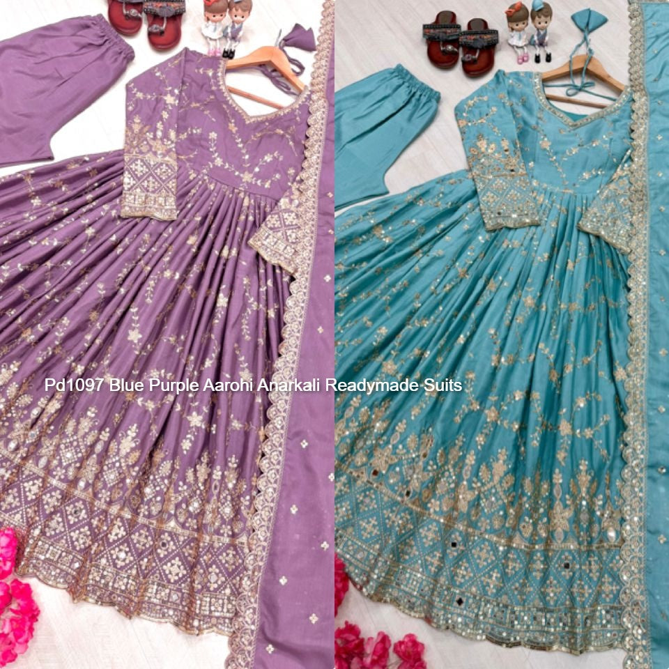 Pd1097 Blue Purple Aarohi Anarkali Readymade Suits