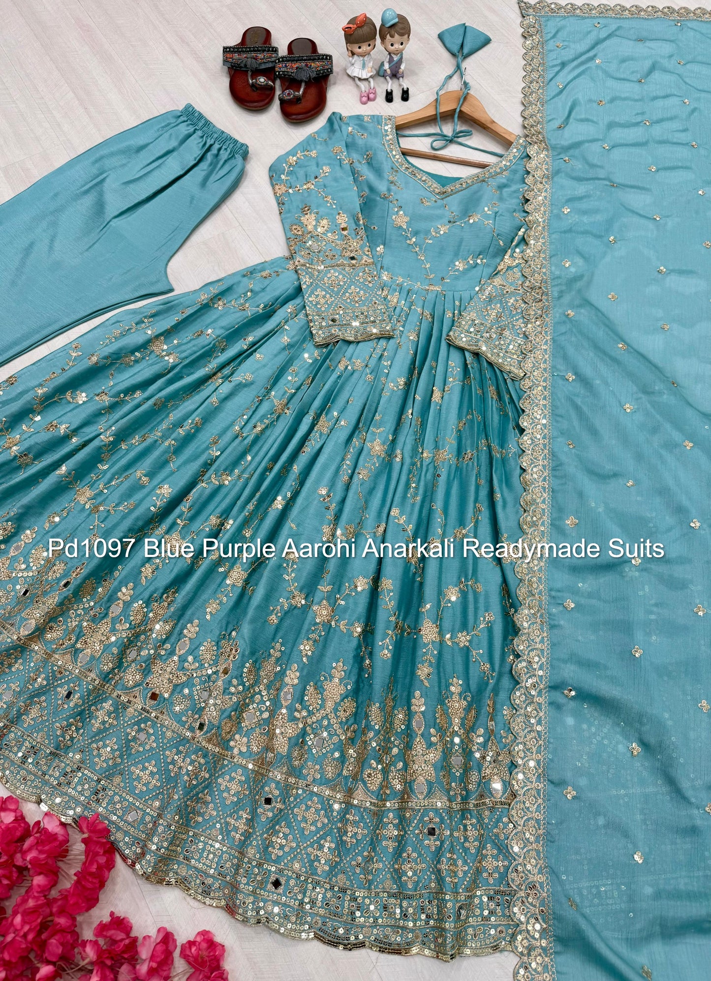 Pd1097 Blue Purple Aarohi Anarkali Readymade Suits