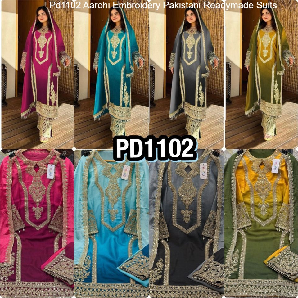Pd1102 Aarohi Embroidery Pakistani Readymade Suits