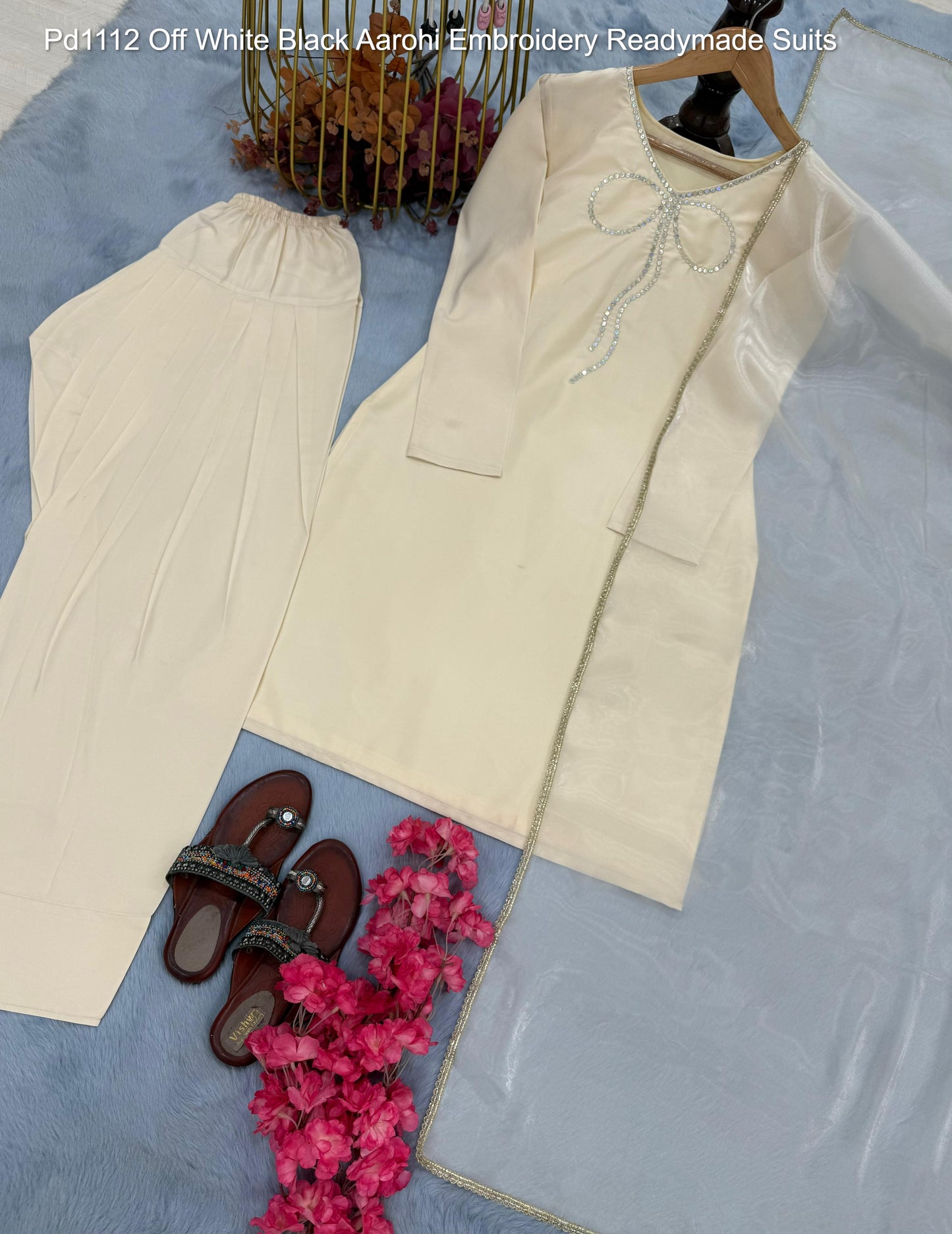 Pd1112 Off White Black Aarohi Embroidery Readymade Suits